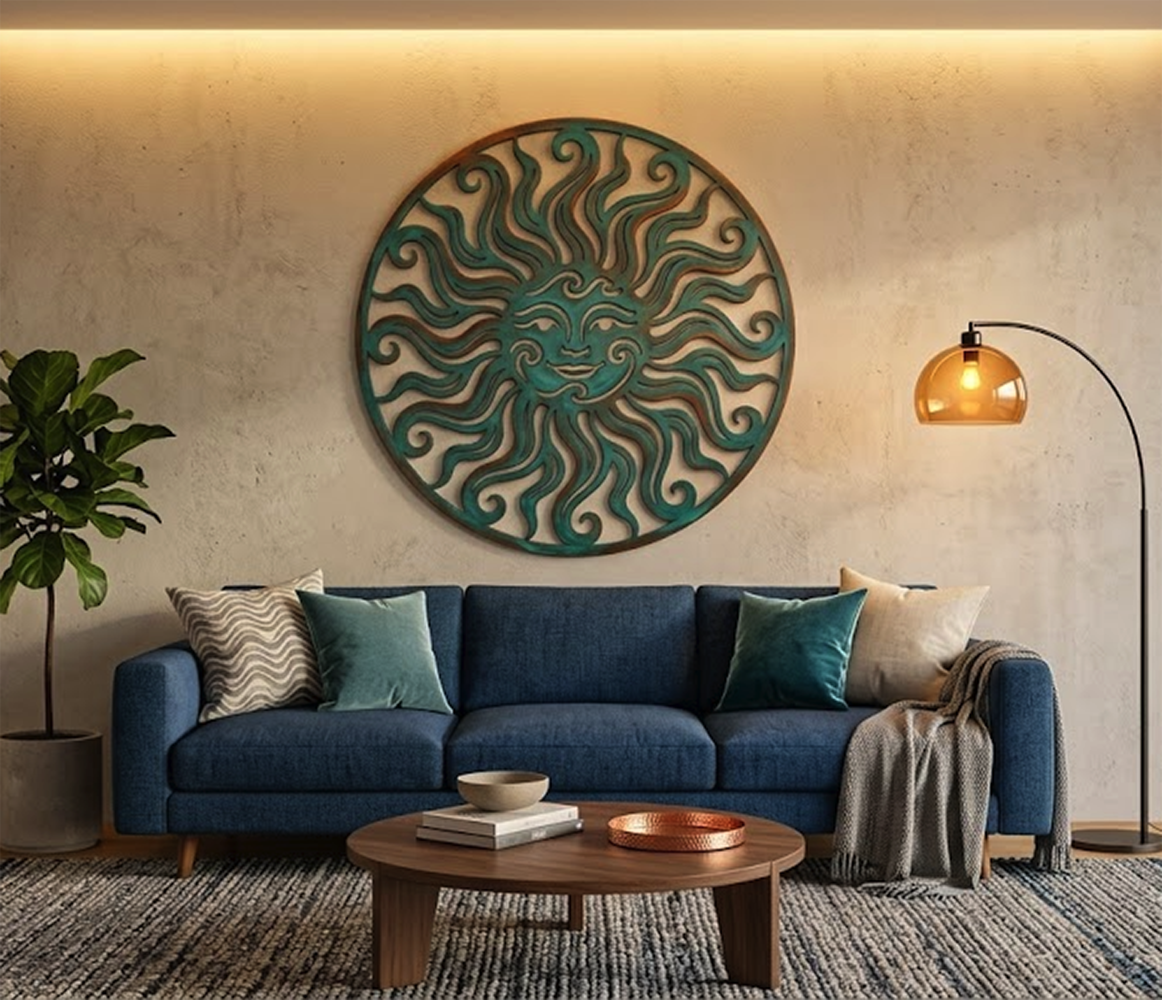 Sun Face Metal Wall Art - product view 2