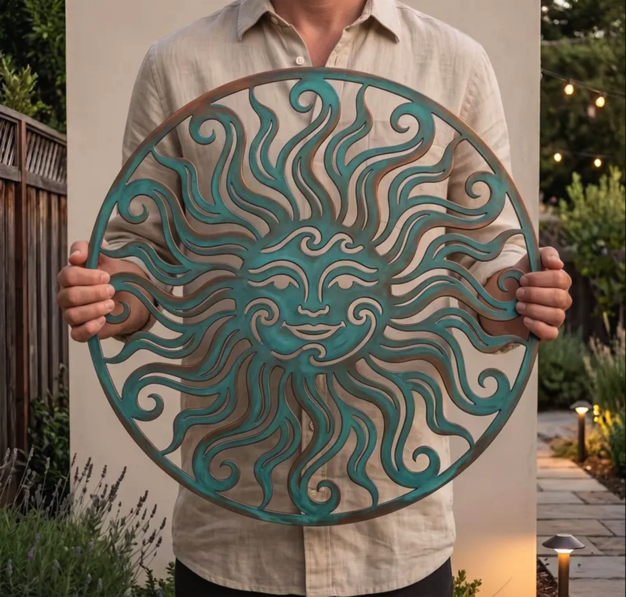 Sun Face Metal Wall Art - product view 3