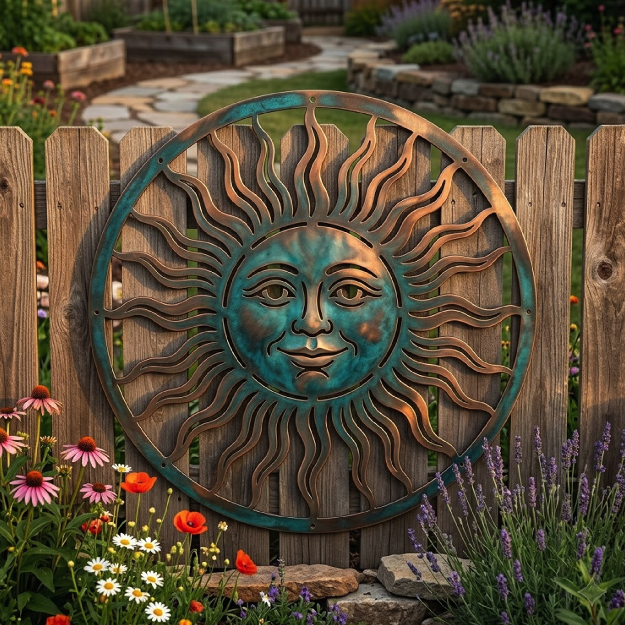 Sun Face Metal Wall Art