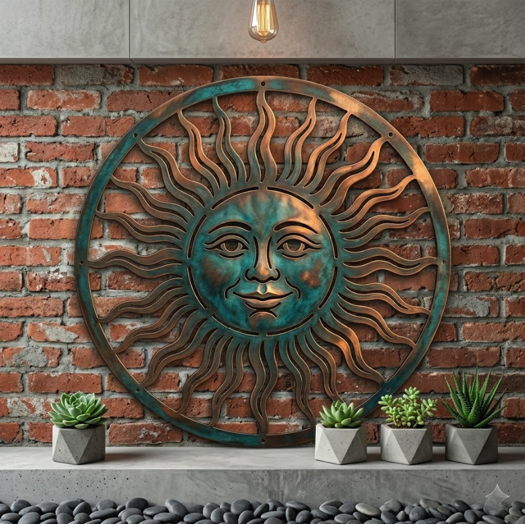 Sun Face Metal Wall Art - product view 2