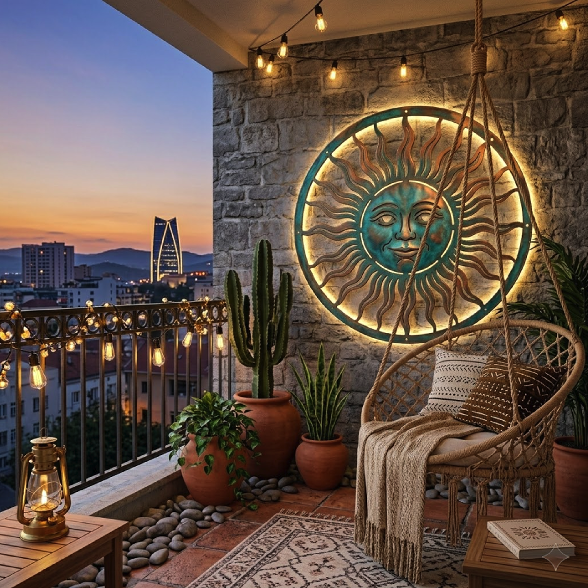 Sun Face Metal Wall Art - product view 3