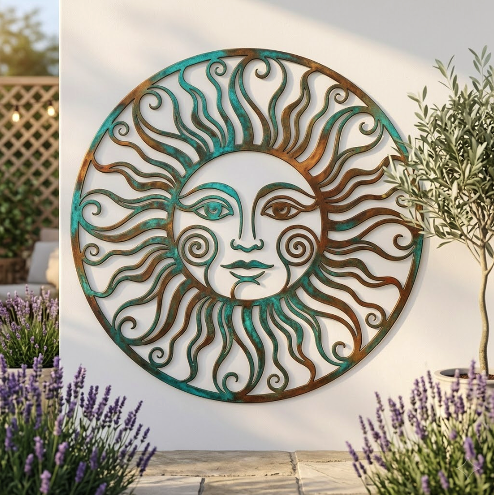 Sun Face Metal Wall Art