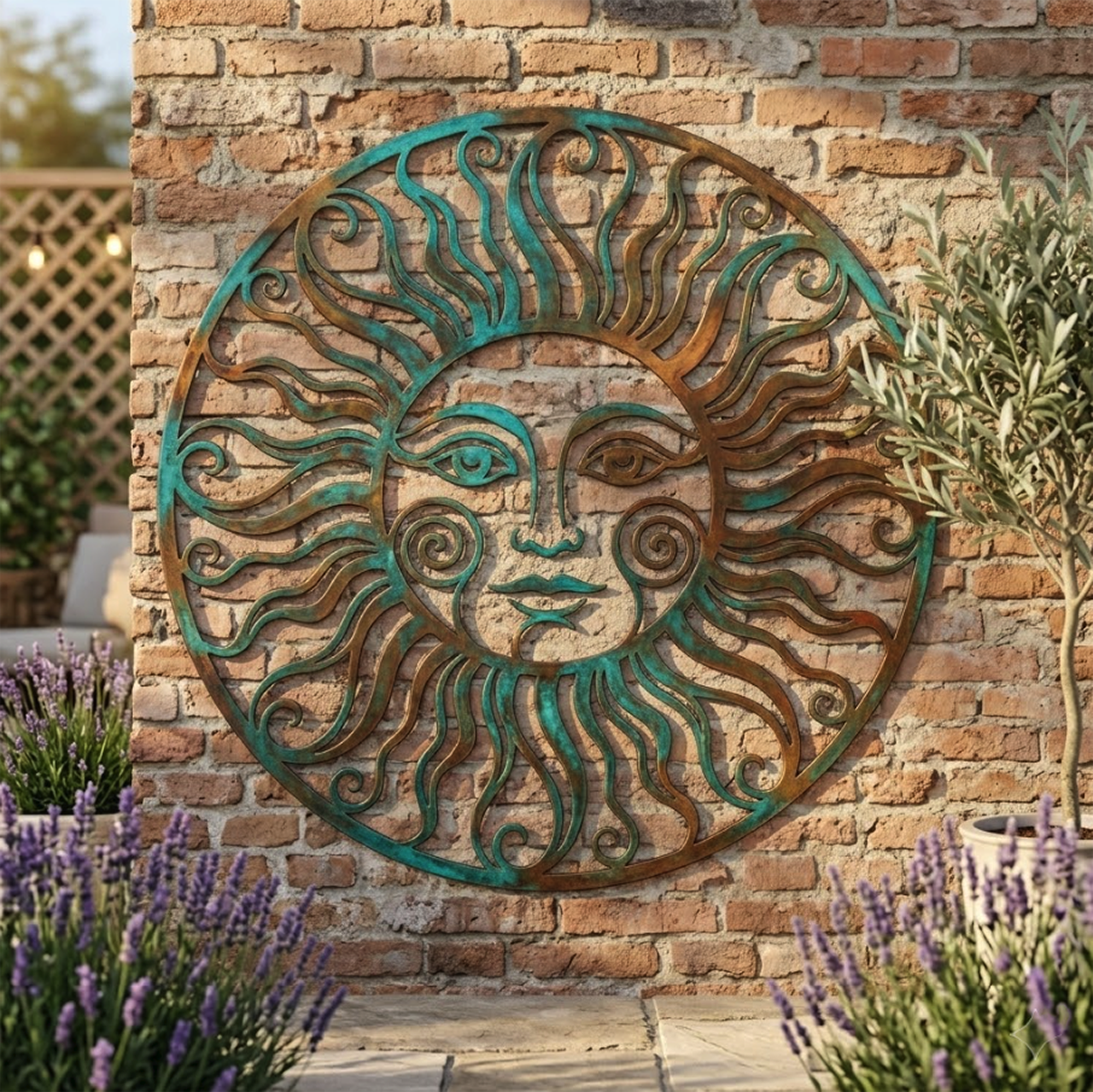 Sun Face Metal Wall Art - product view 2