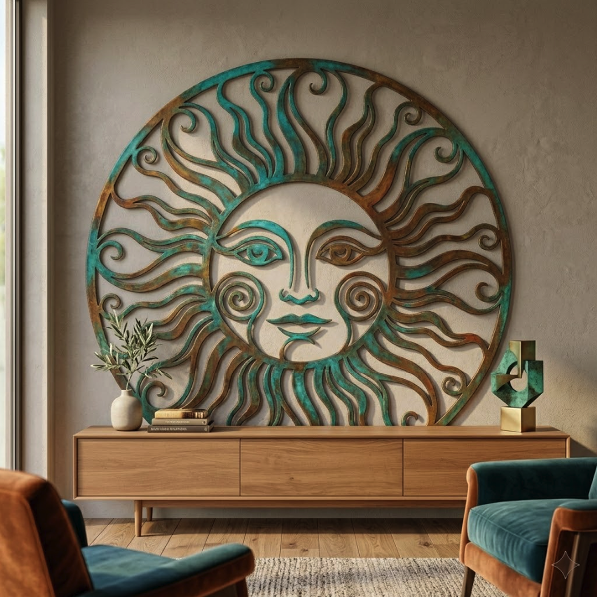 Sun Face Metal Wall Art - product view 3