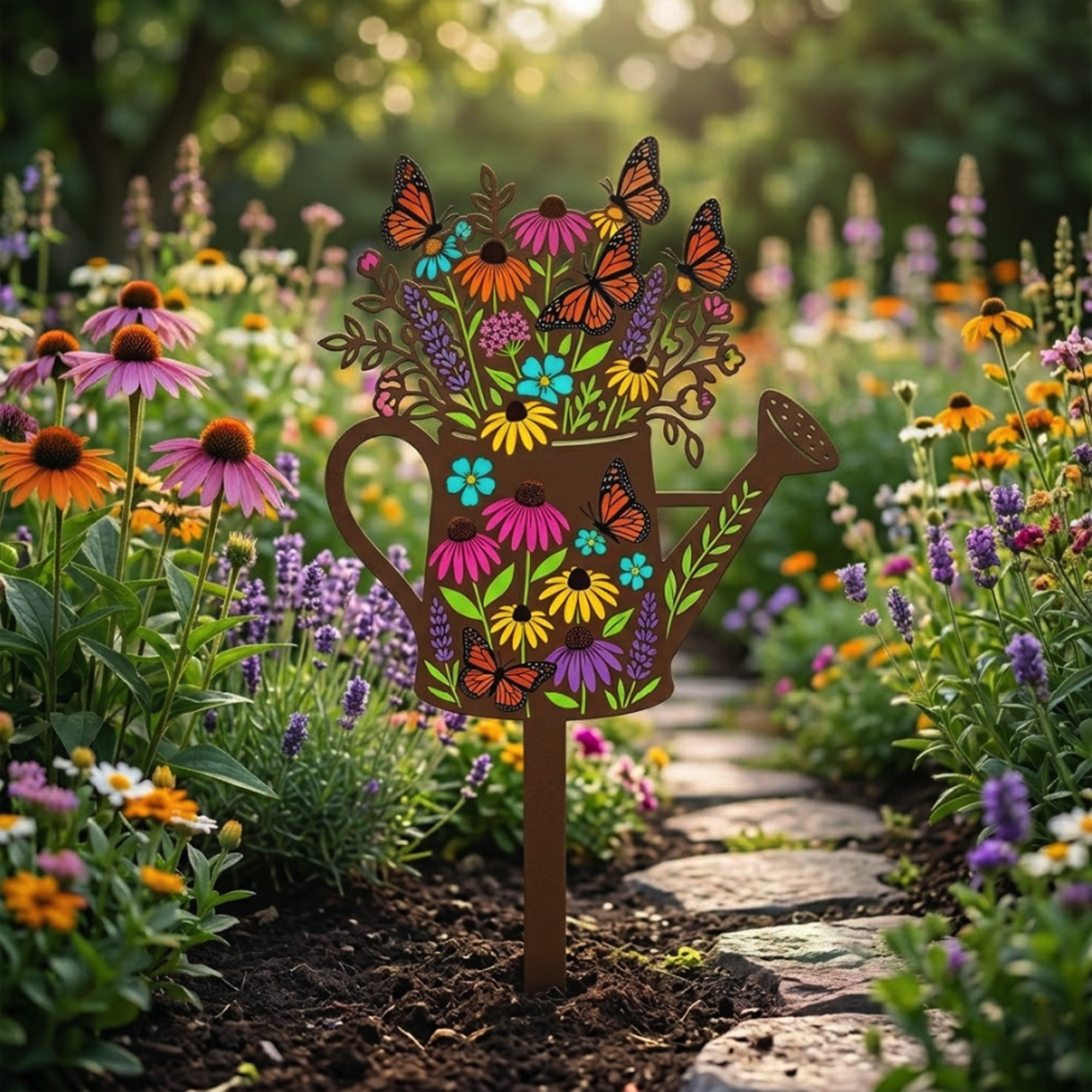 Watering Can Garden Stake - product view 2