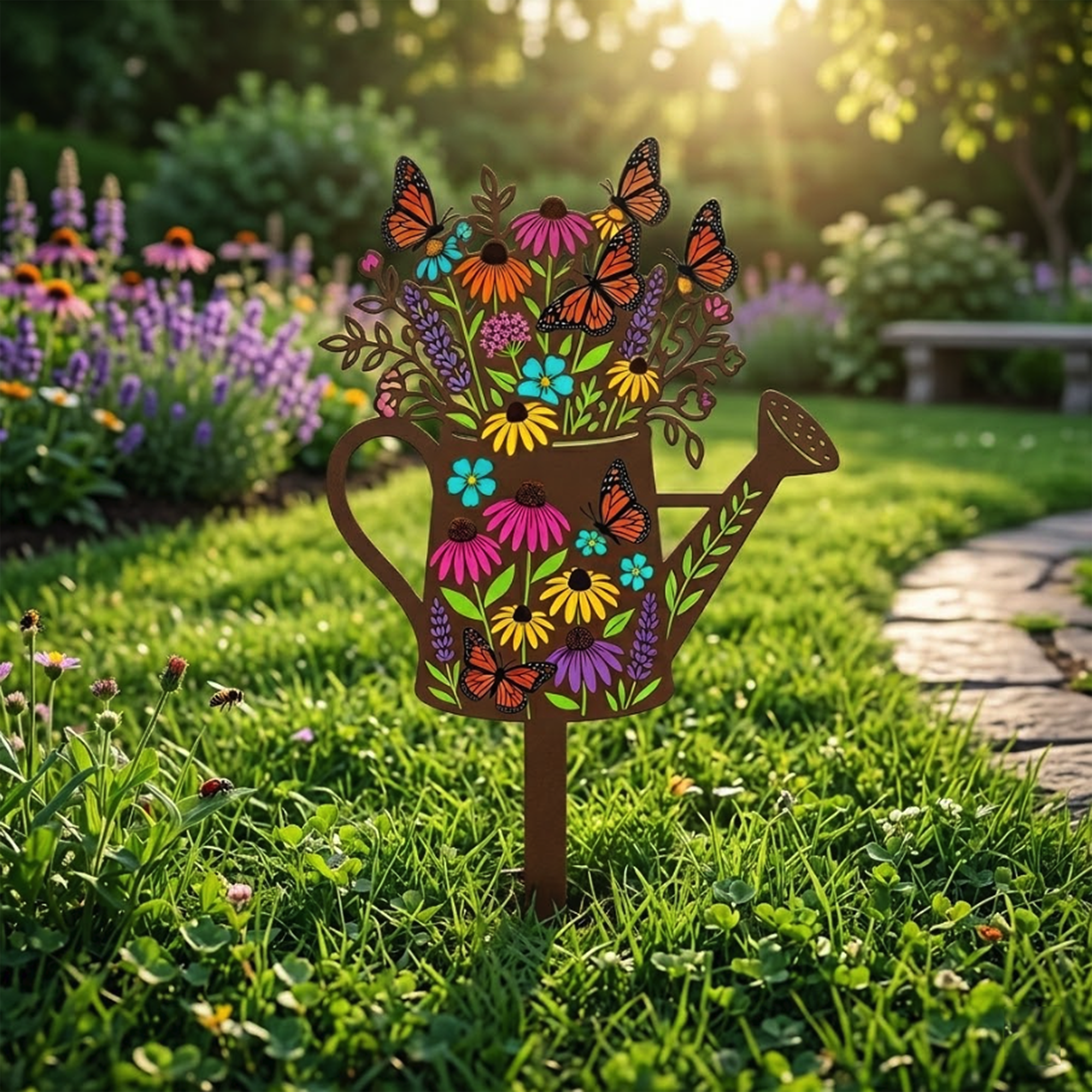 Watering Can Garden Stake - product view 3