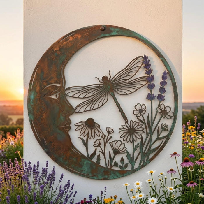 Moon Dragonfly Metal Wall Art