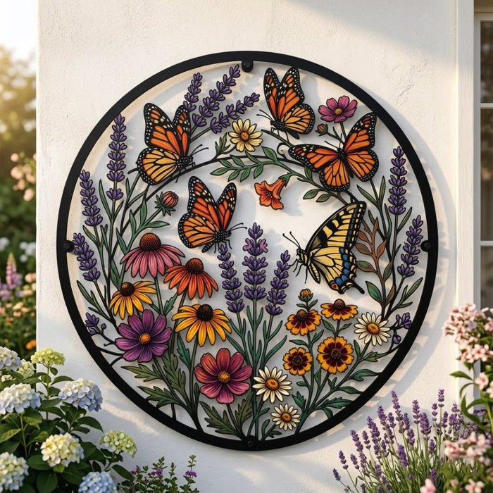 Butterfly Wildflower Metal Wall Art