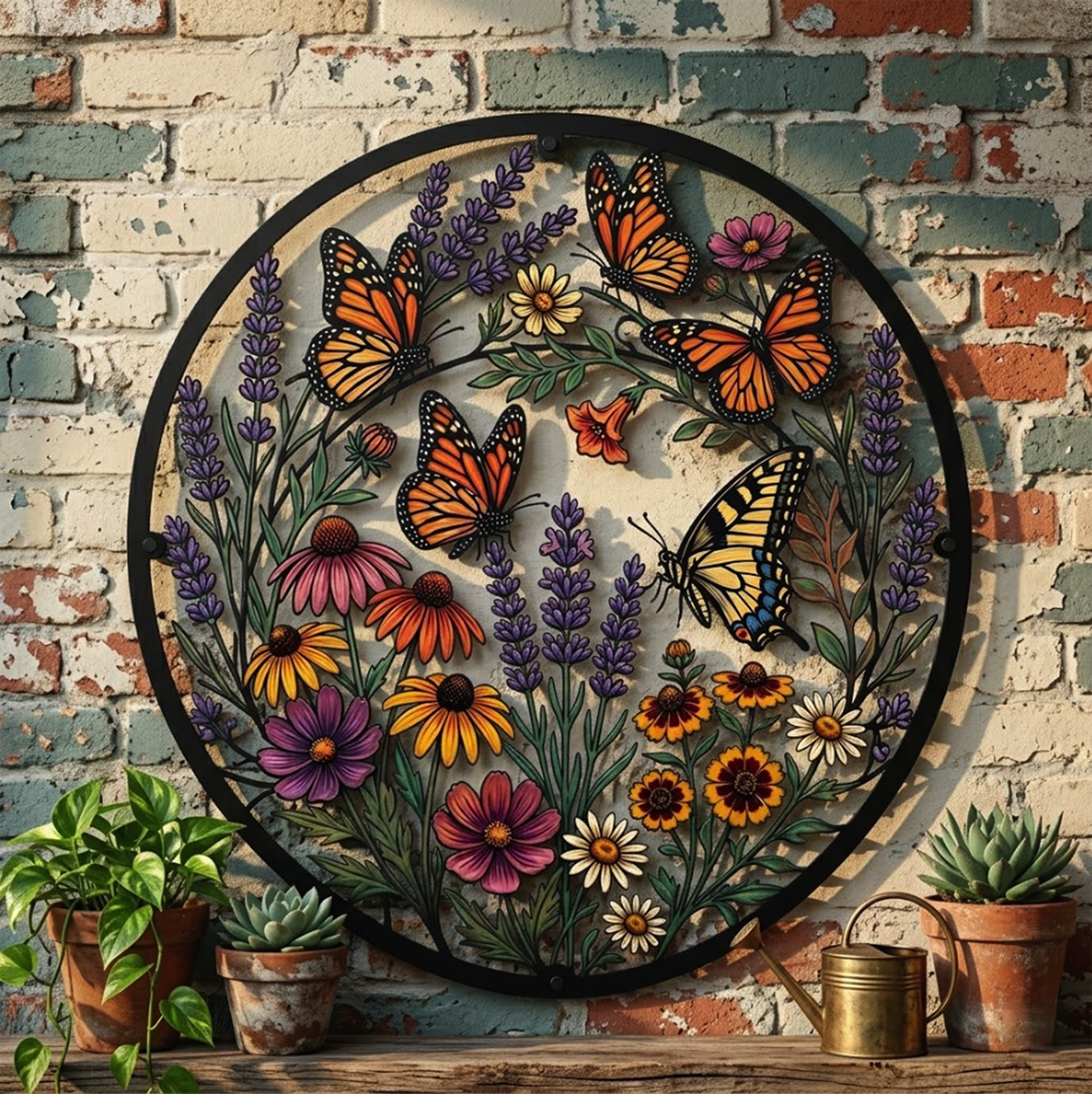 Butterfly Wildflower Metal Wall Art - product view 2