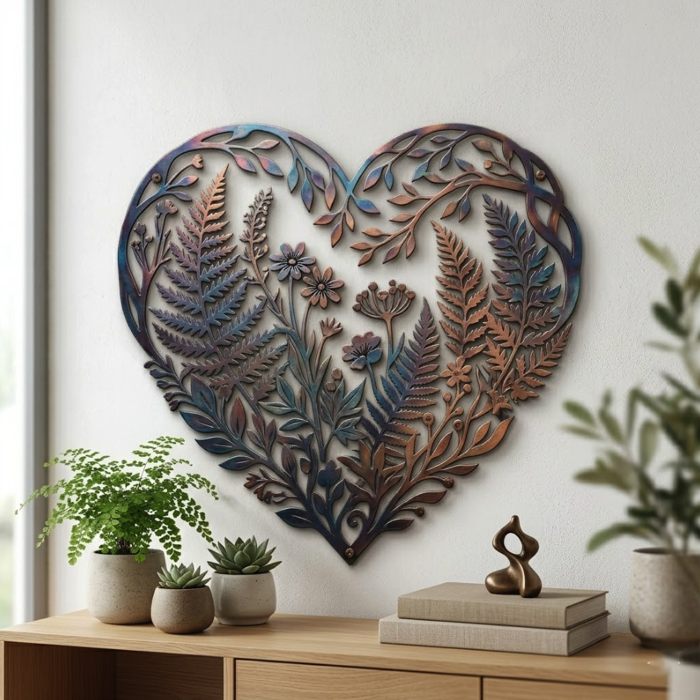 Heart Botanical Metal Wall Art