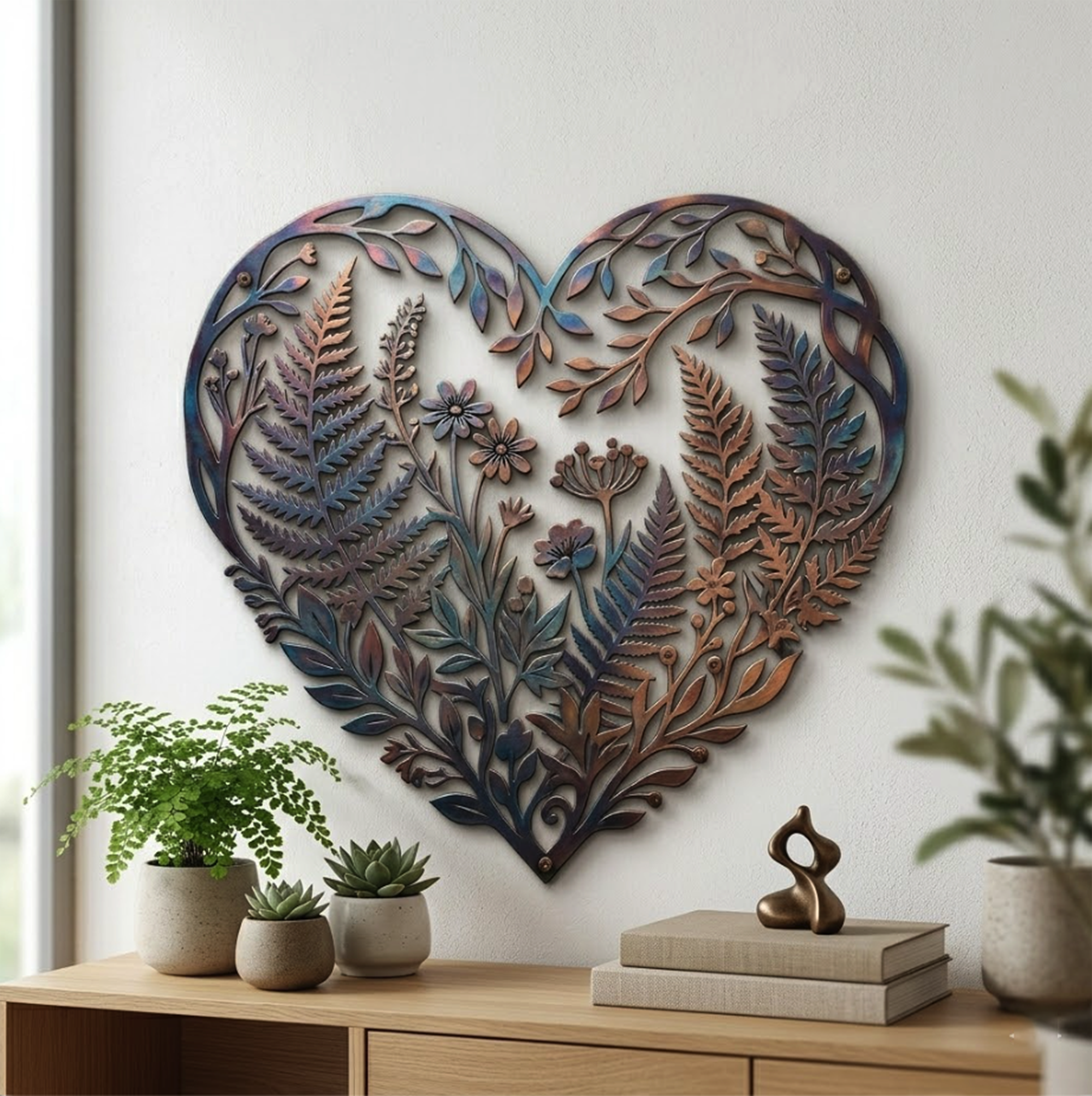 Heart Botanical Metal Wall Art