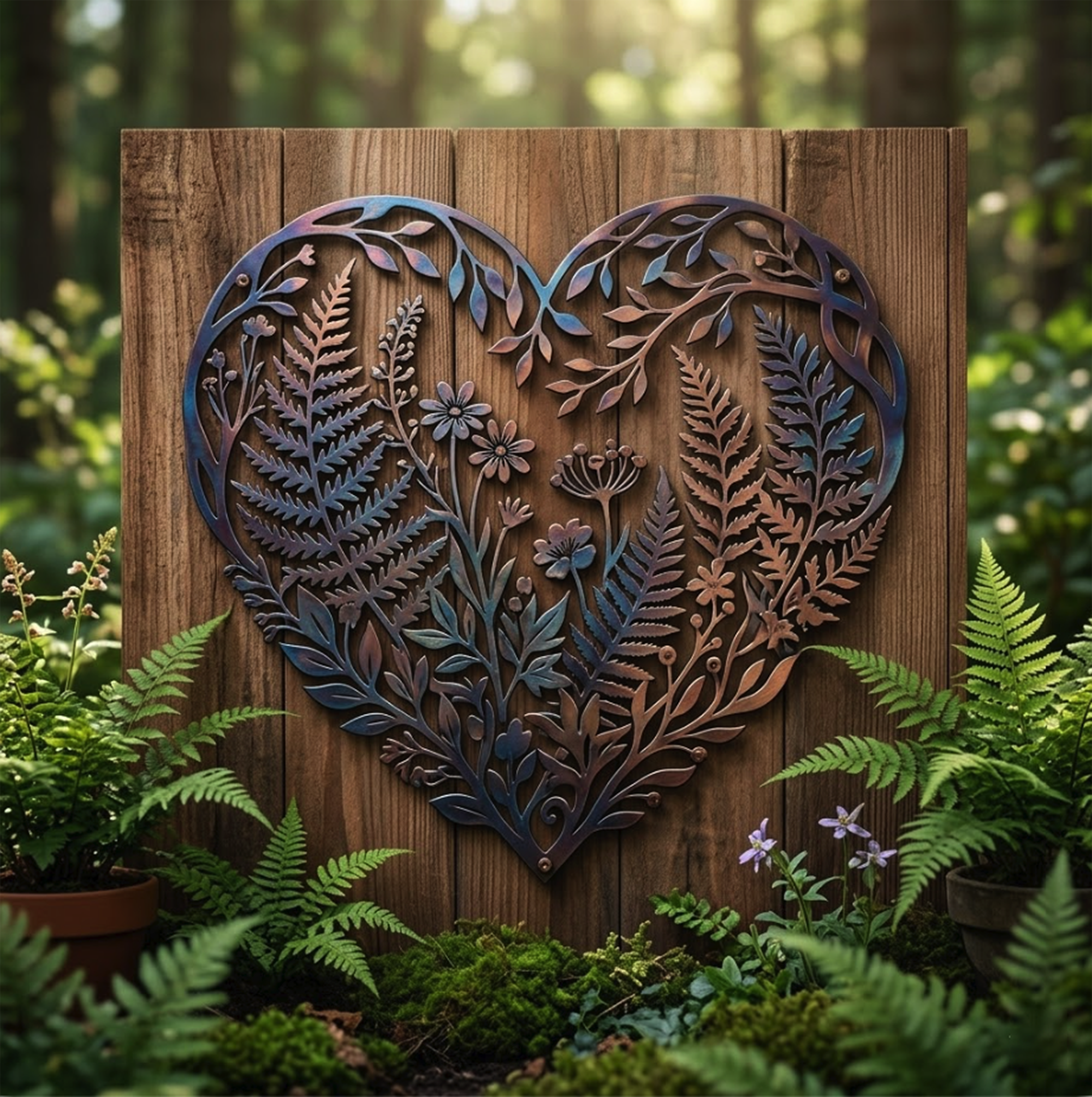 Heart Botanical Metal Wall Art - product view 2