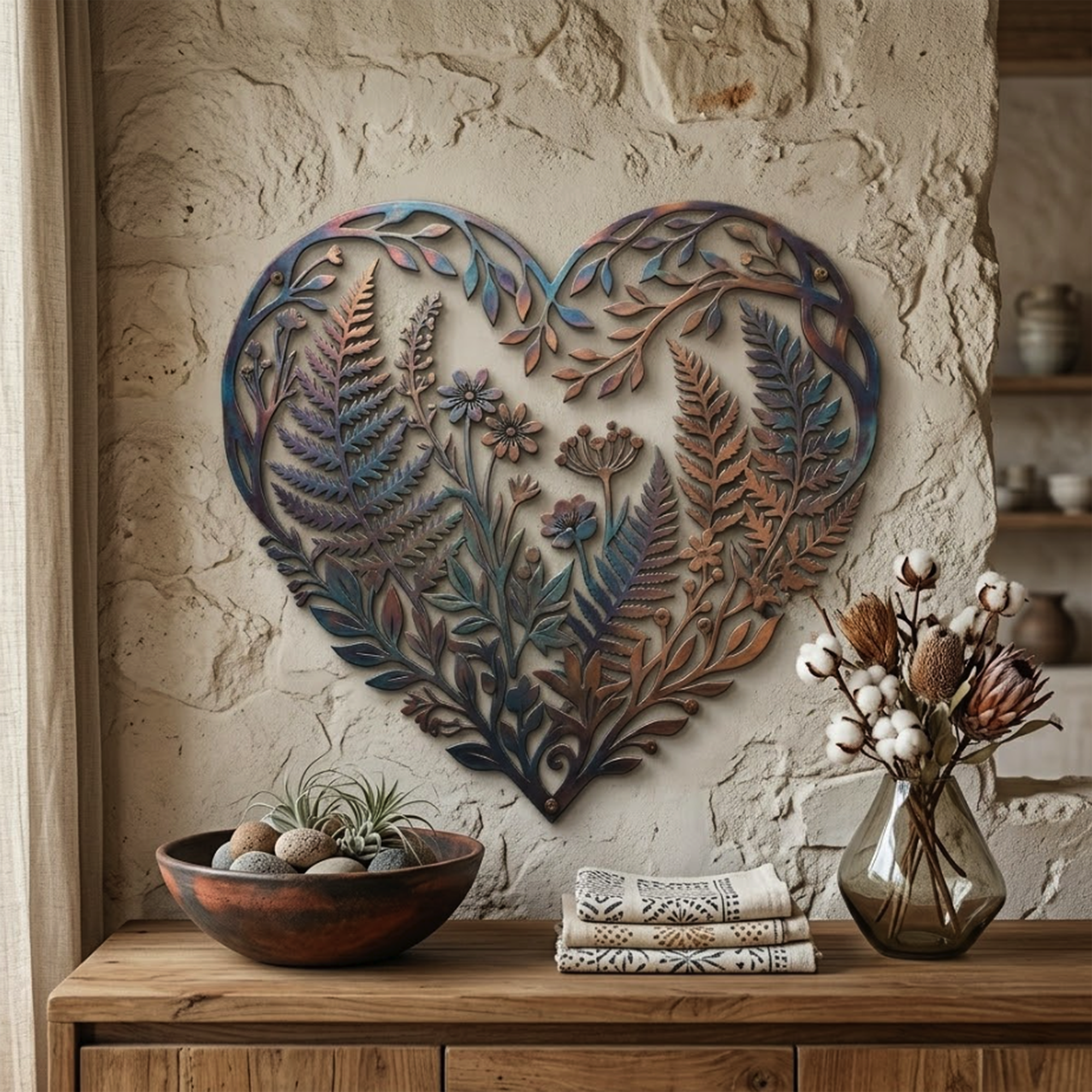 Heart Botanical Metal Wall Art - product view 3