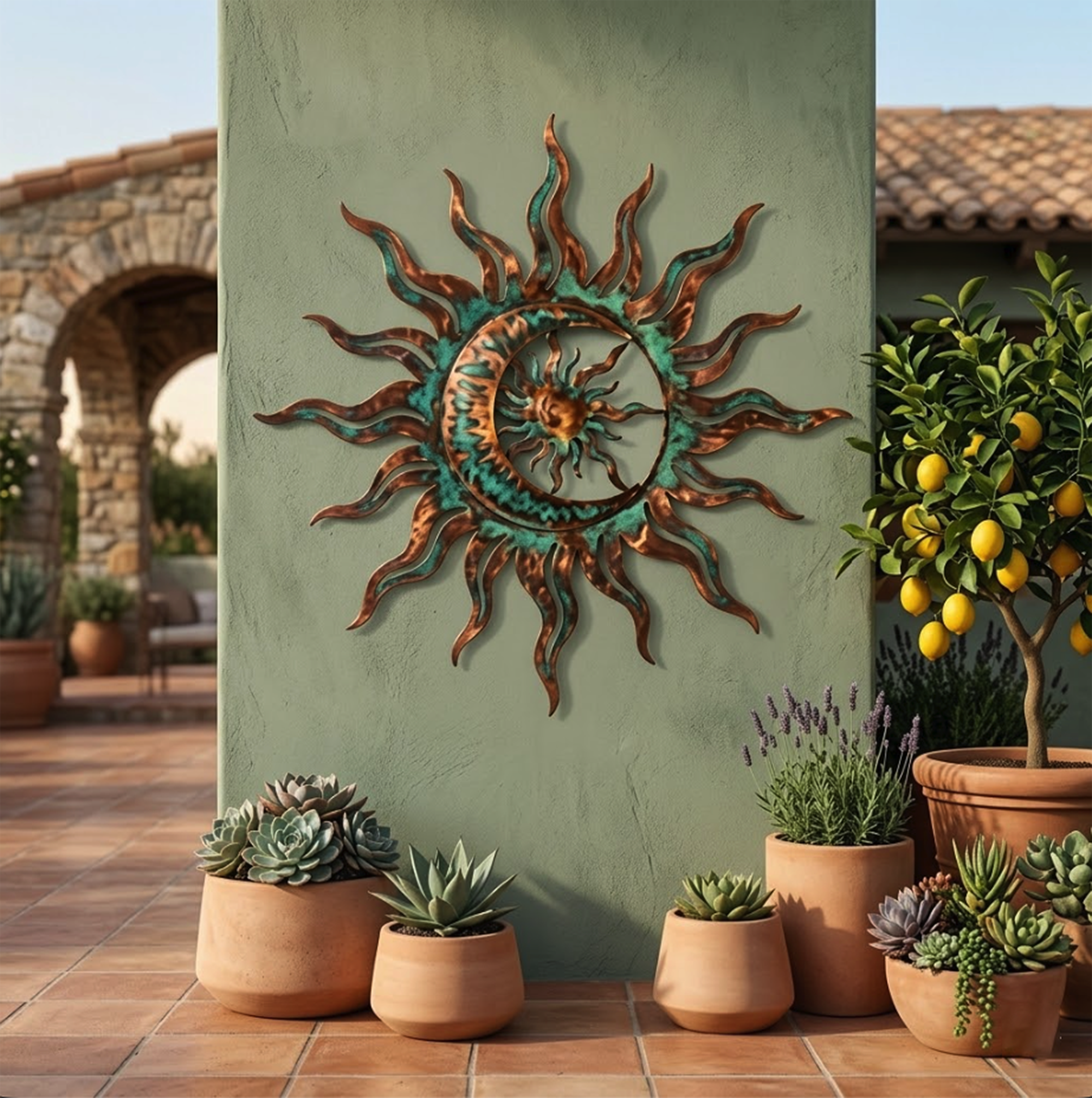 Sun Moon Metal Wall Art - product view 2