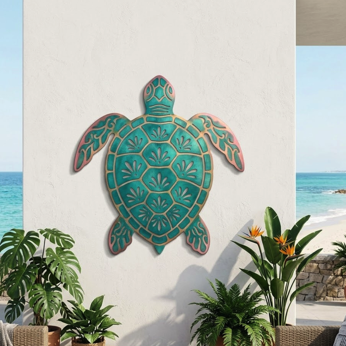LED Sea Turtle Metal Wall Art