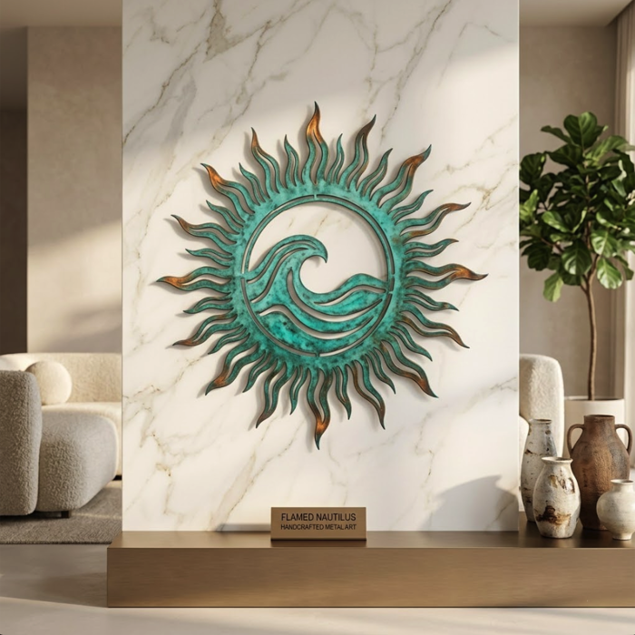 Coastal Sun Wave Metal Wall Art