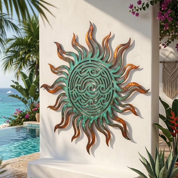 Coastal Sun Waves Metal Wall Art