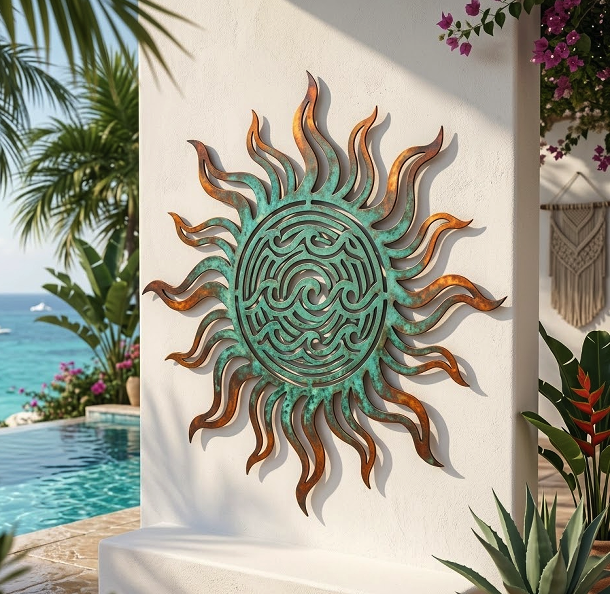 Coastal Sun Waves Metal Wall Art