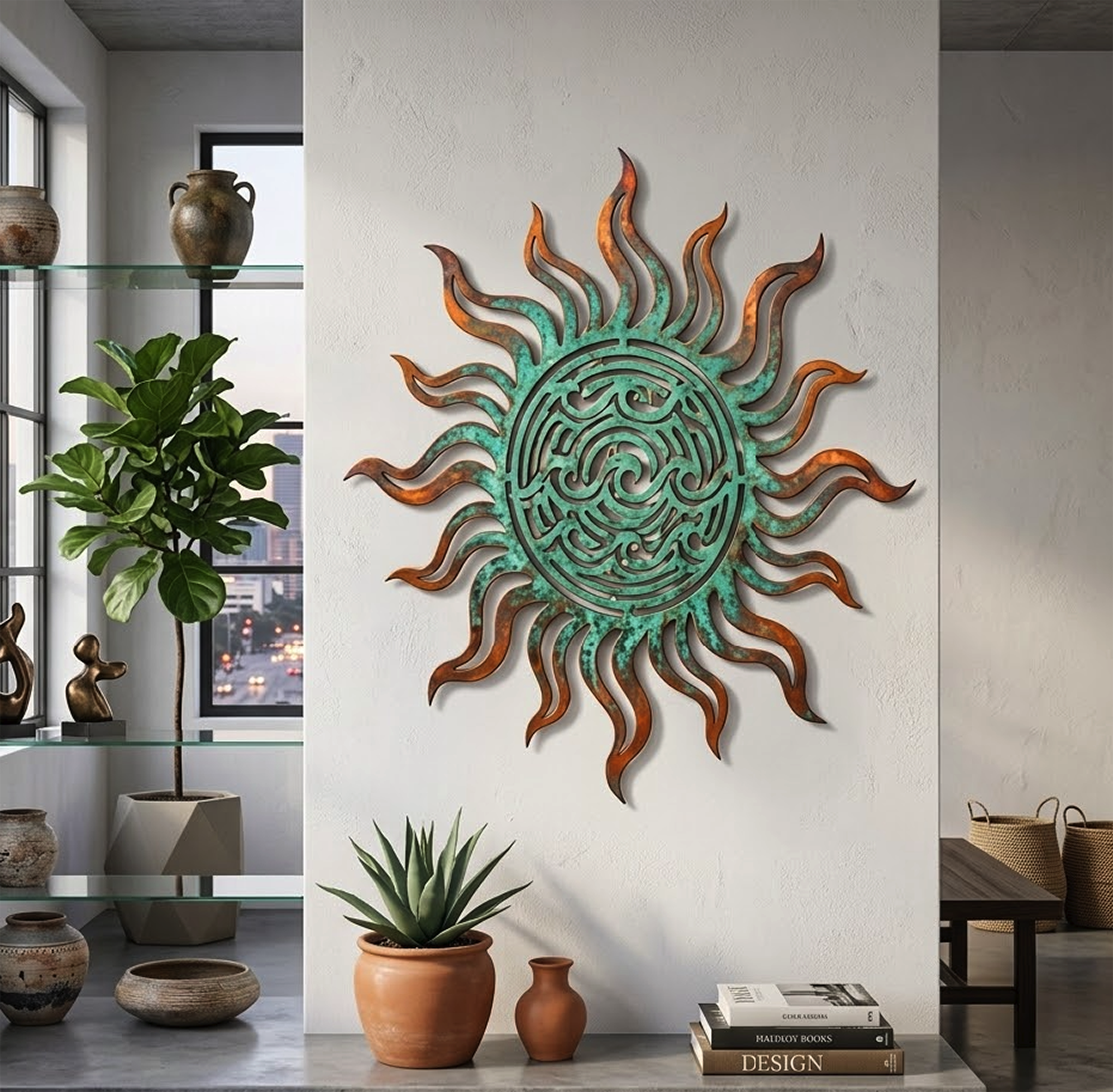Coastal Sun Waves Metal Wall Art - product view 2
