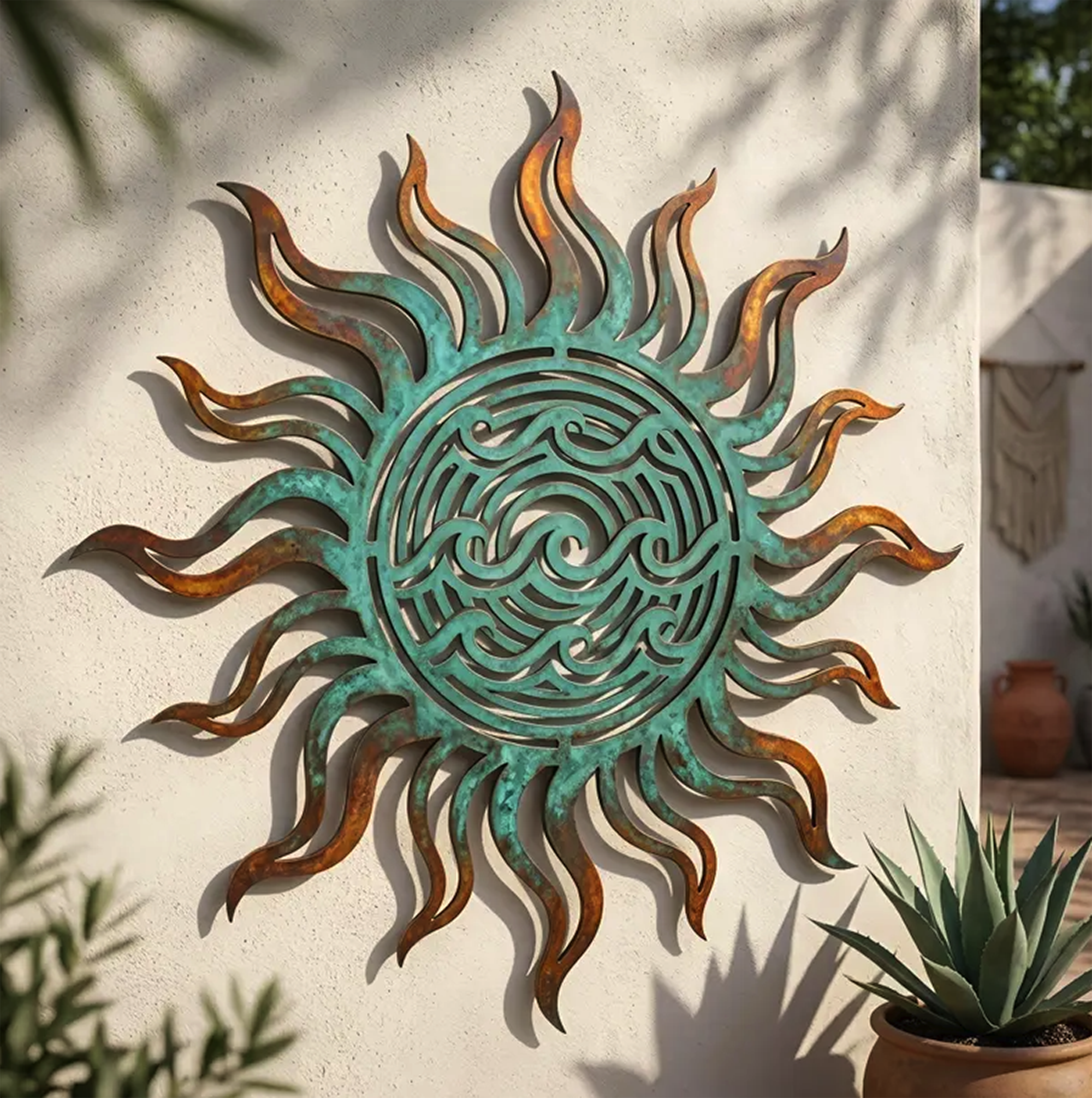 Coastal Sun Waves Metal Wall Art - product view 3
