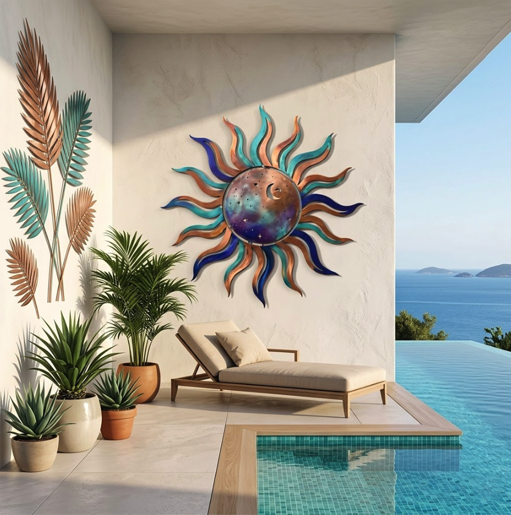 Celestial Sun Moon Metal Wall Art - product view 2