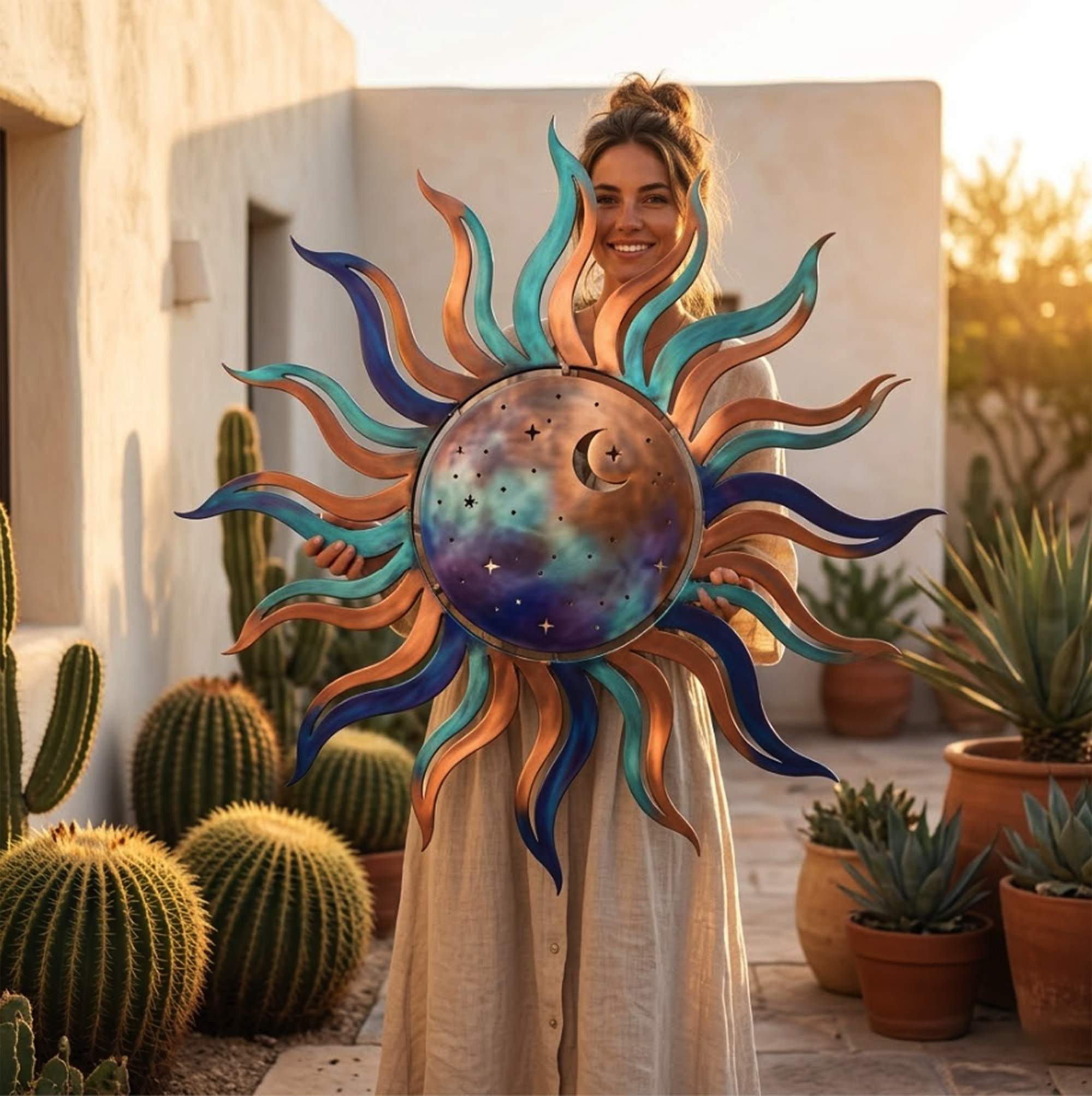Celestial Sun Moon Metal Wall Art - product view 3