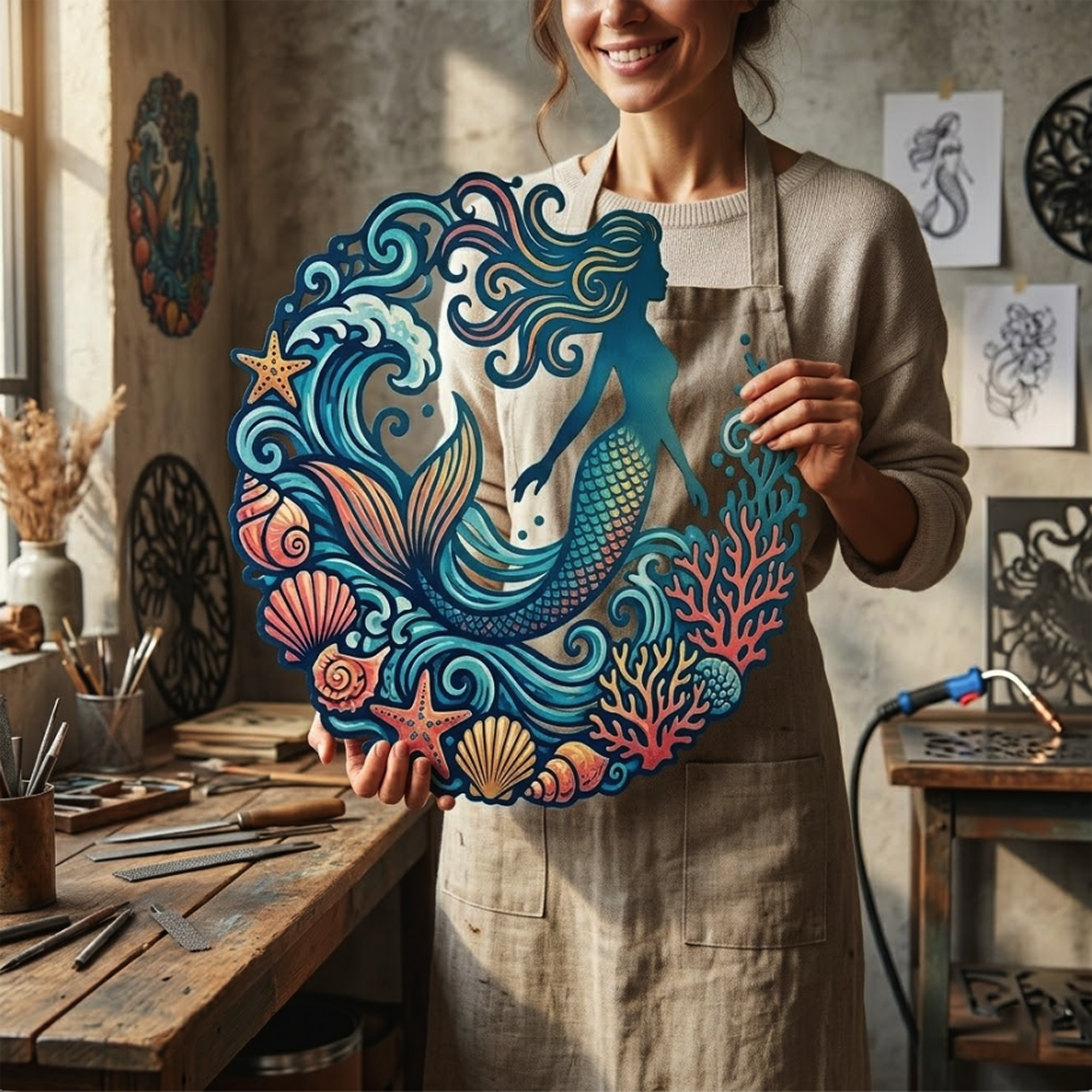Mermaid Metal Wall Art - product view 2