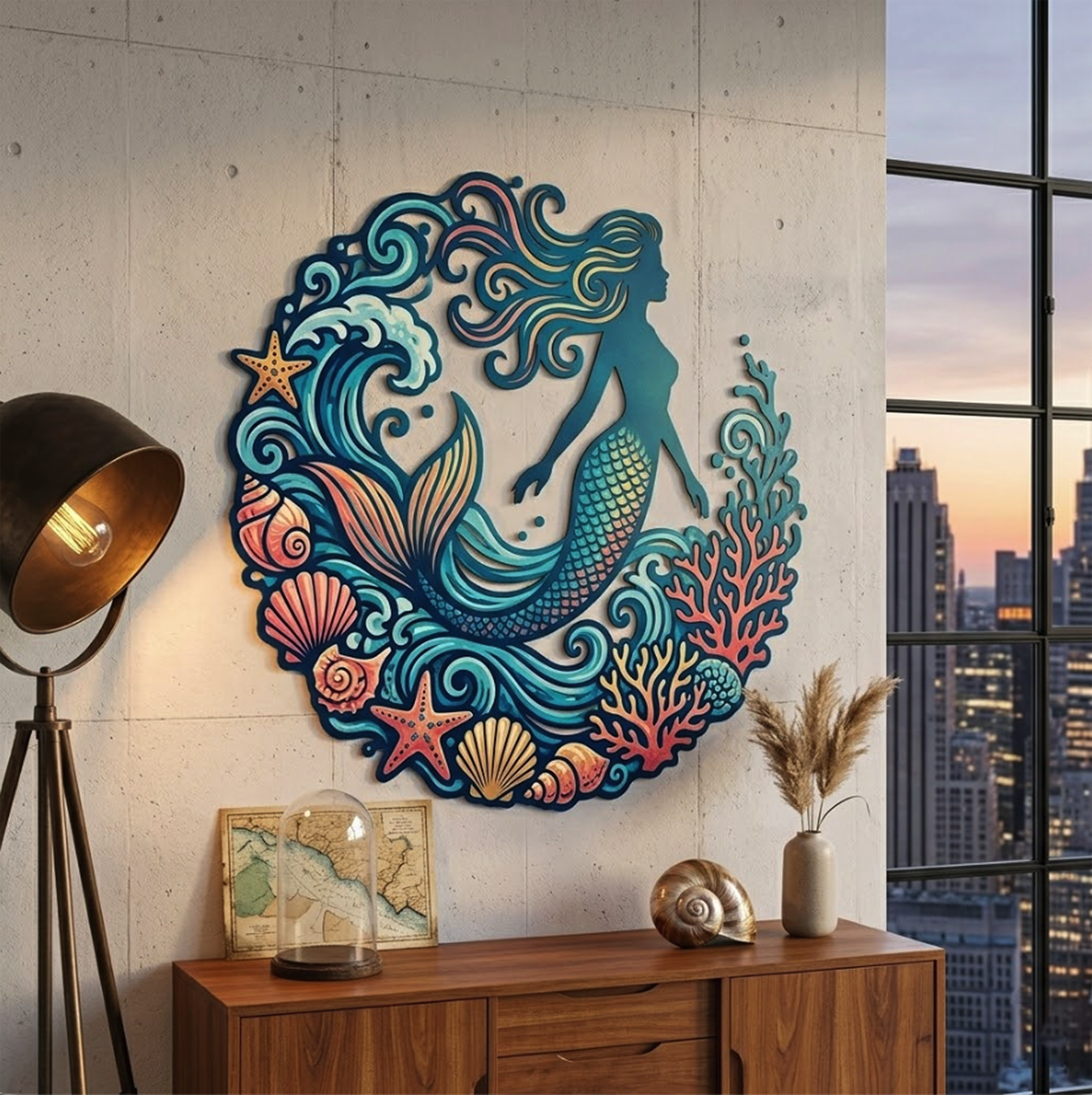 Mermaid Metal Wall Art - product view 3