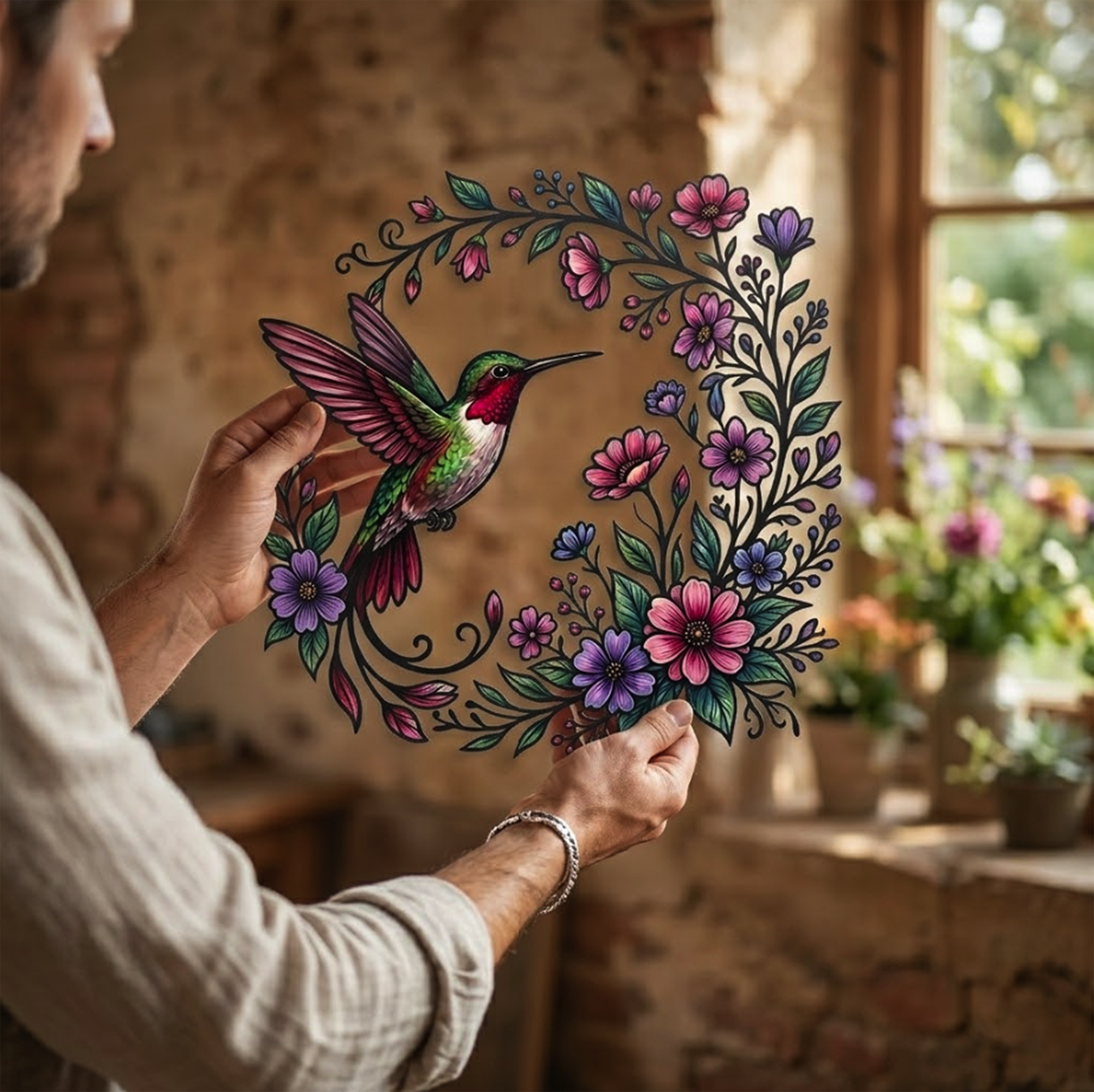Hummingbird Metal Wall Art - product view 2
