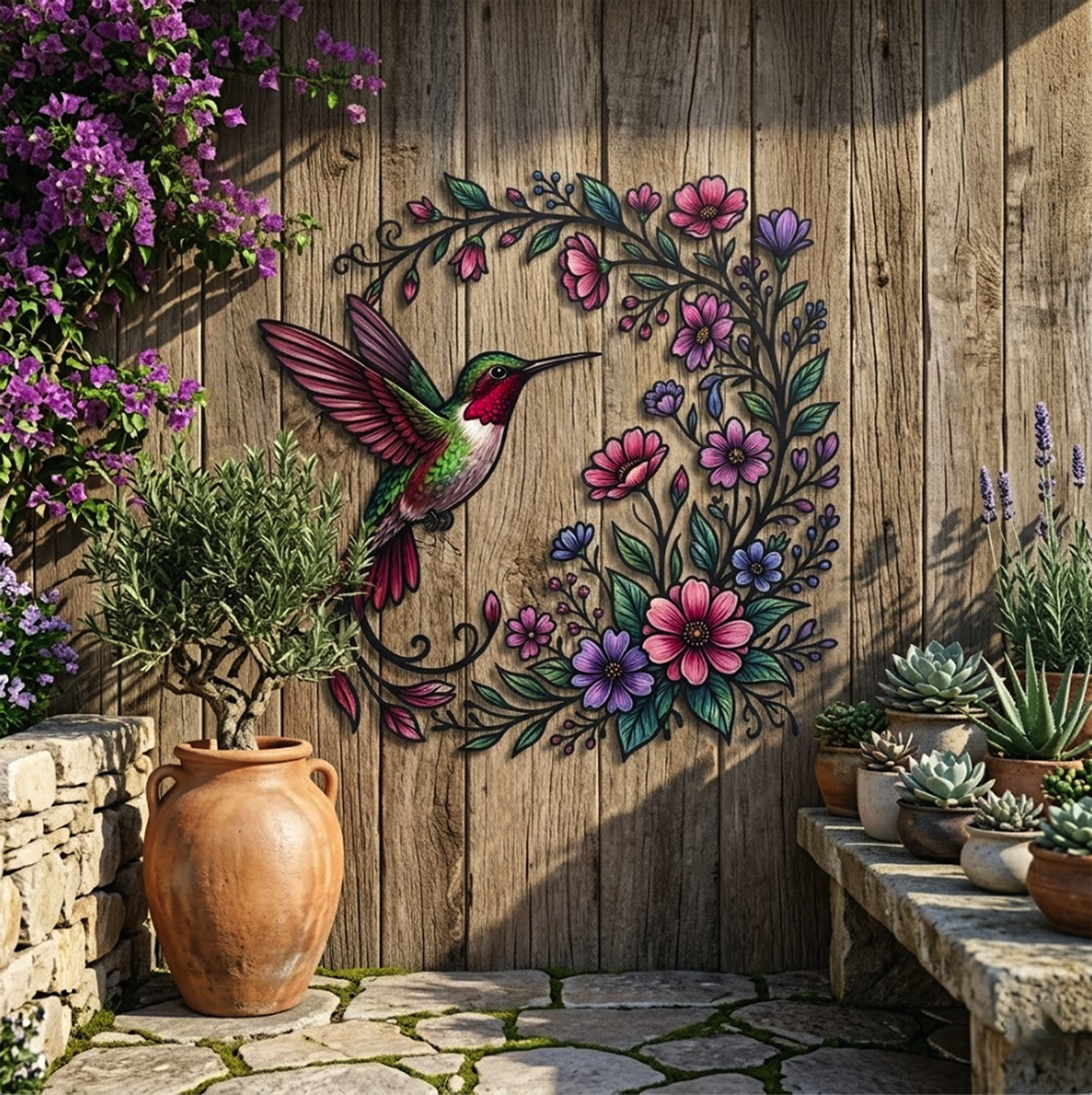 Hummingbird Metal Wall Art - product view 3