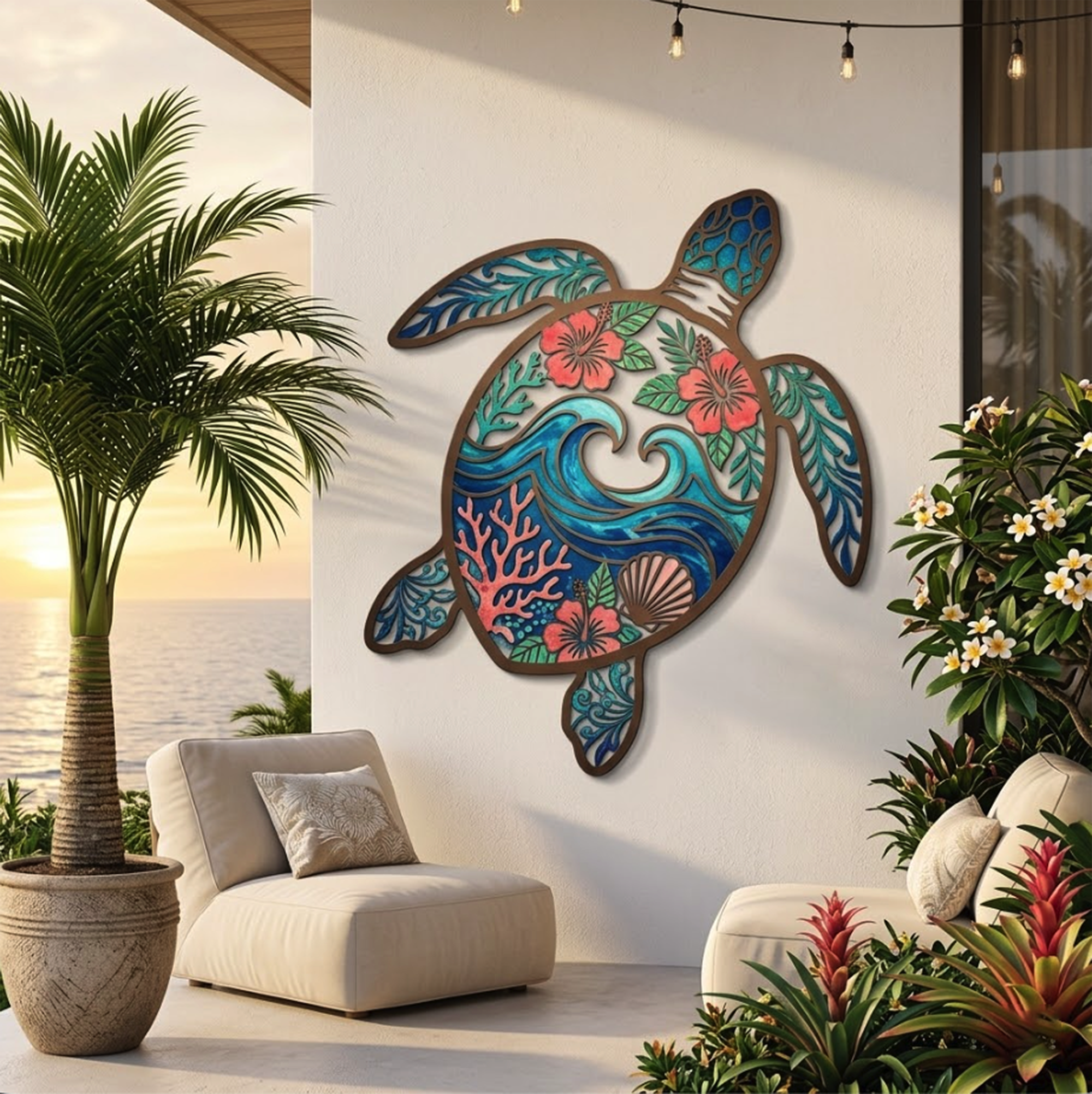 Sea Turtle Metal Wall Art - product view 2