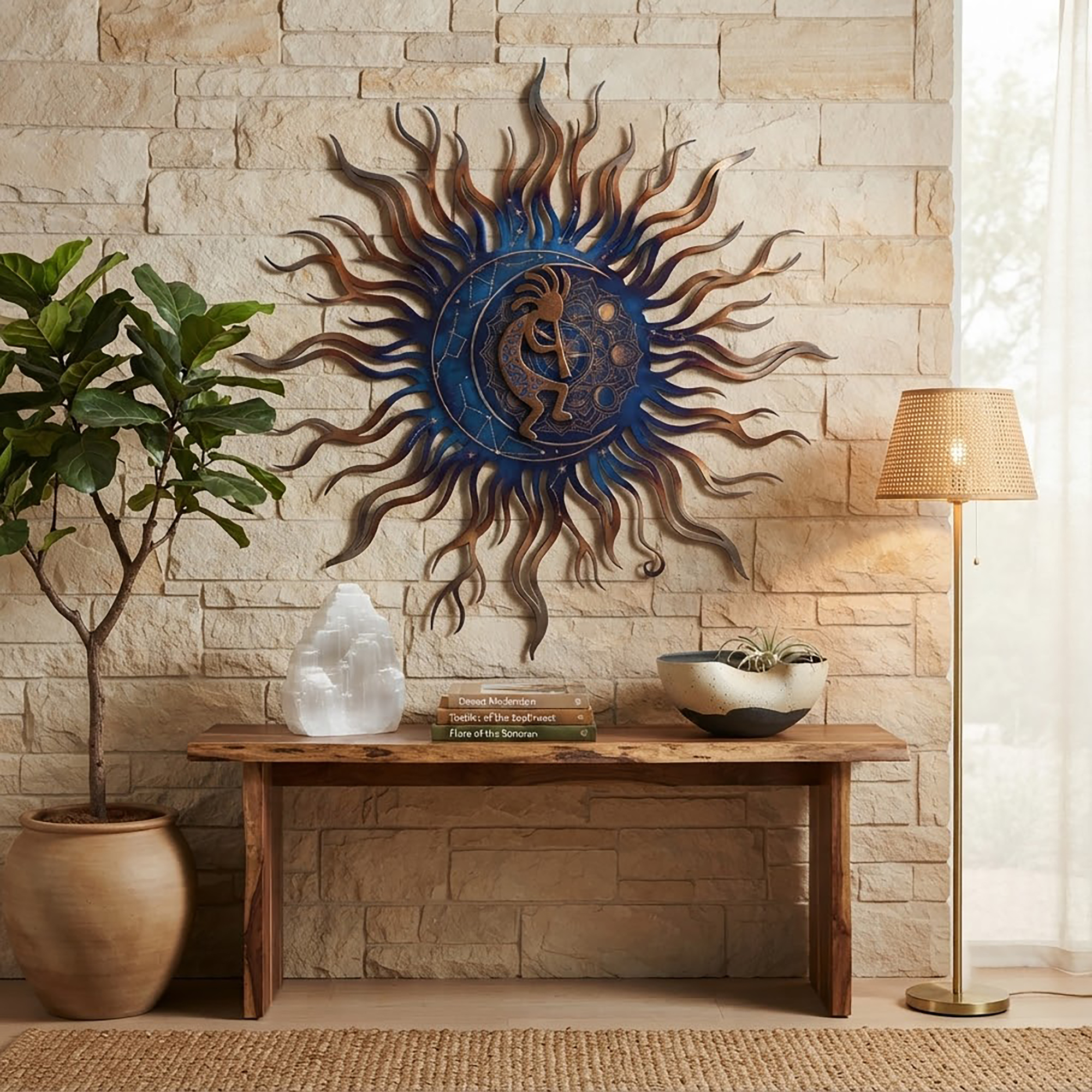 Kokopelli Sun Moon Metal Wall Art - product view 2