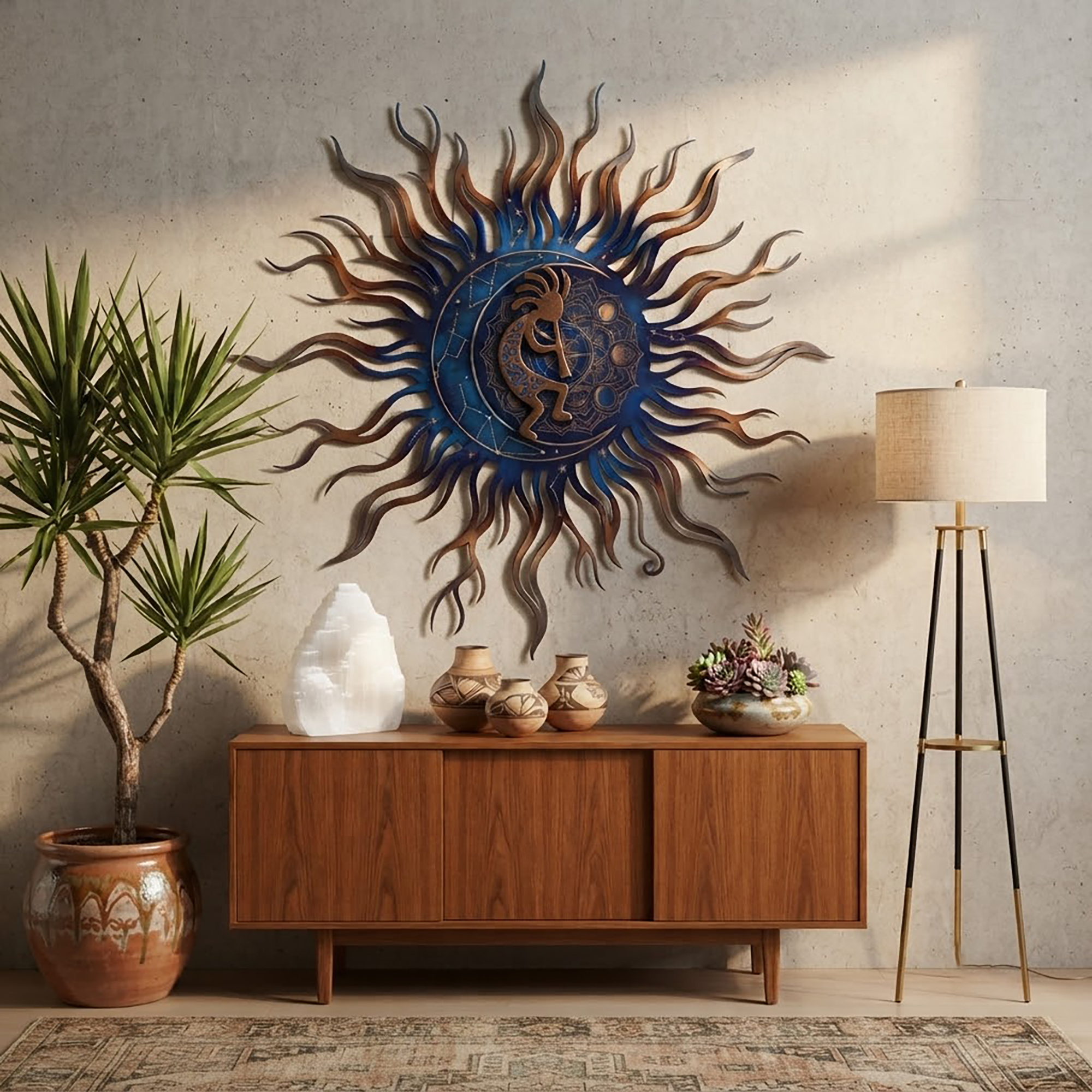 Kokopelli Sun Moon Metal Wall Art - product view 3