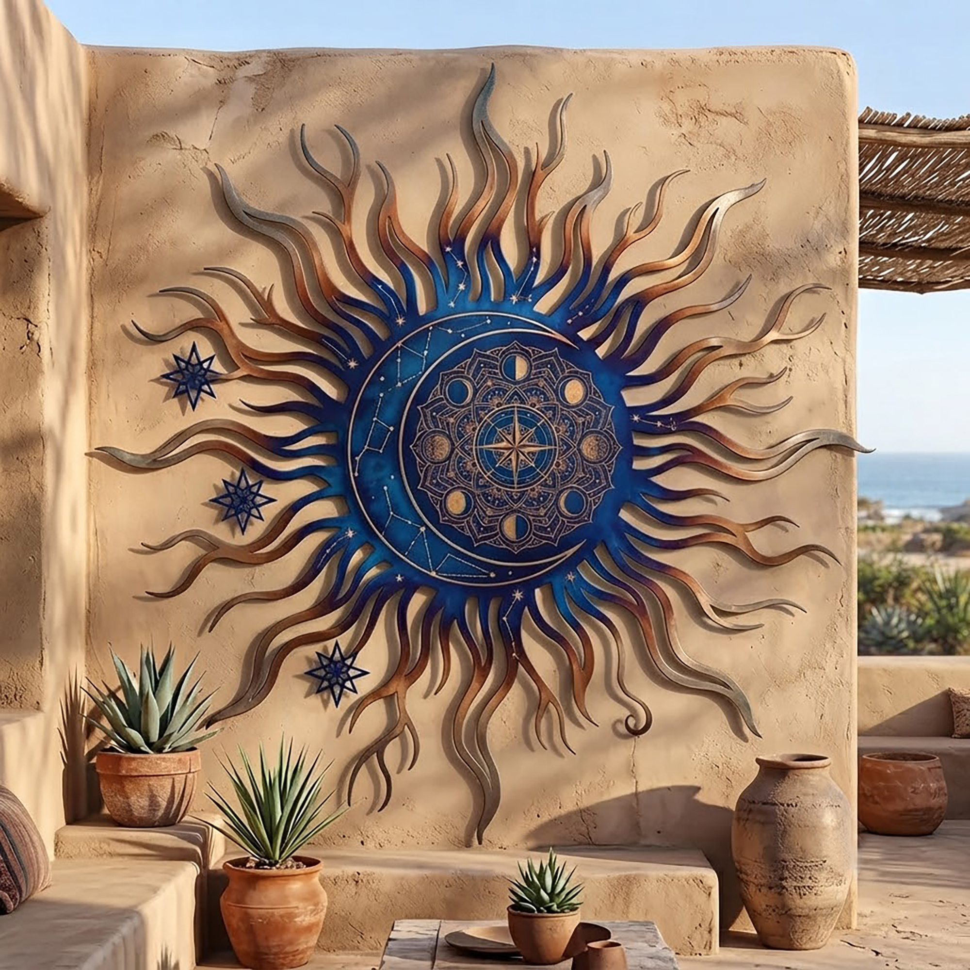 Celestial Sun Moon Metal Wall Art - product view 2