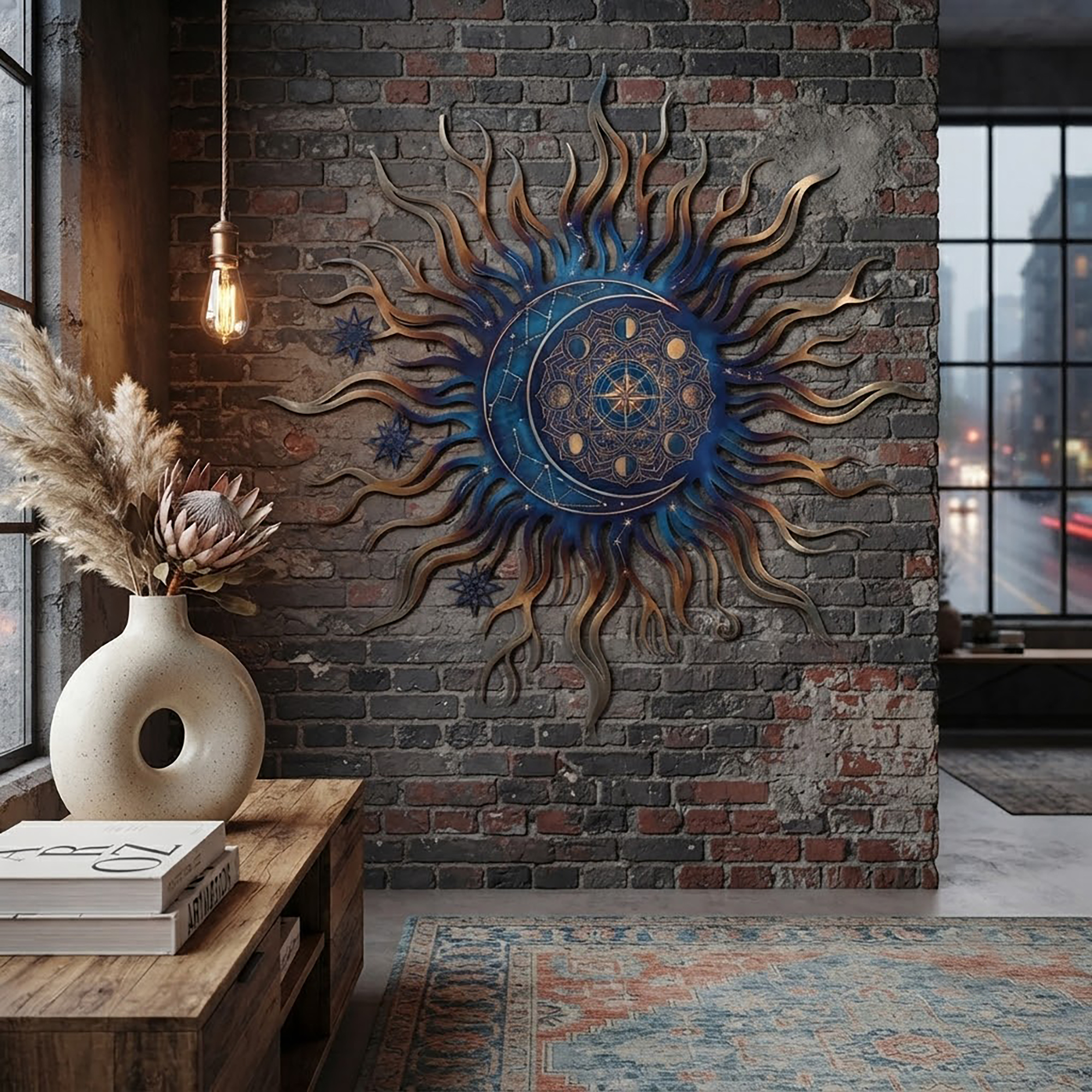 Celestial Sun Moon Metal Wall Art - product view 3