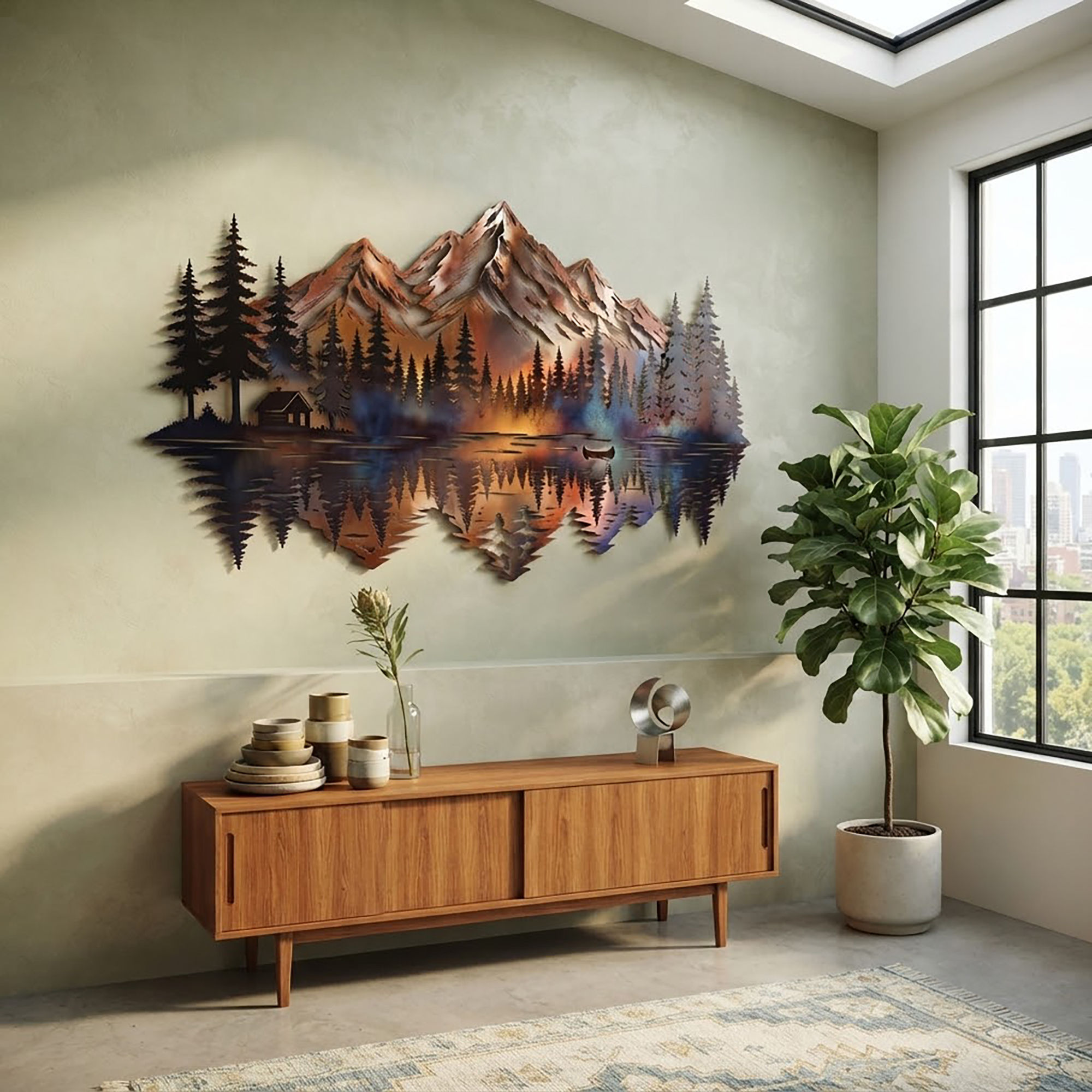 Mountain Lake Metal Wall Art - product view 2