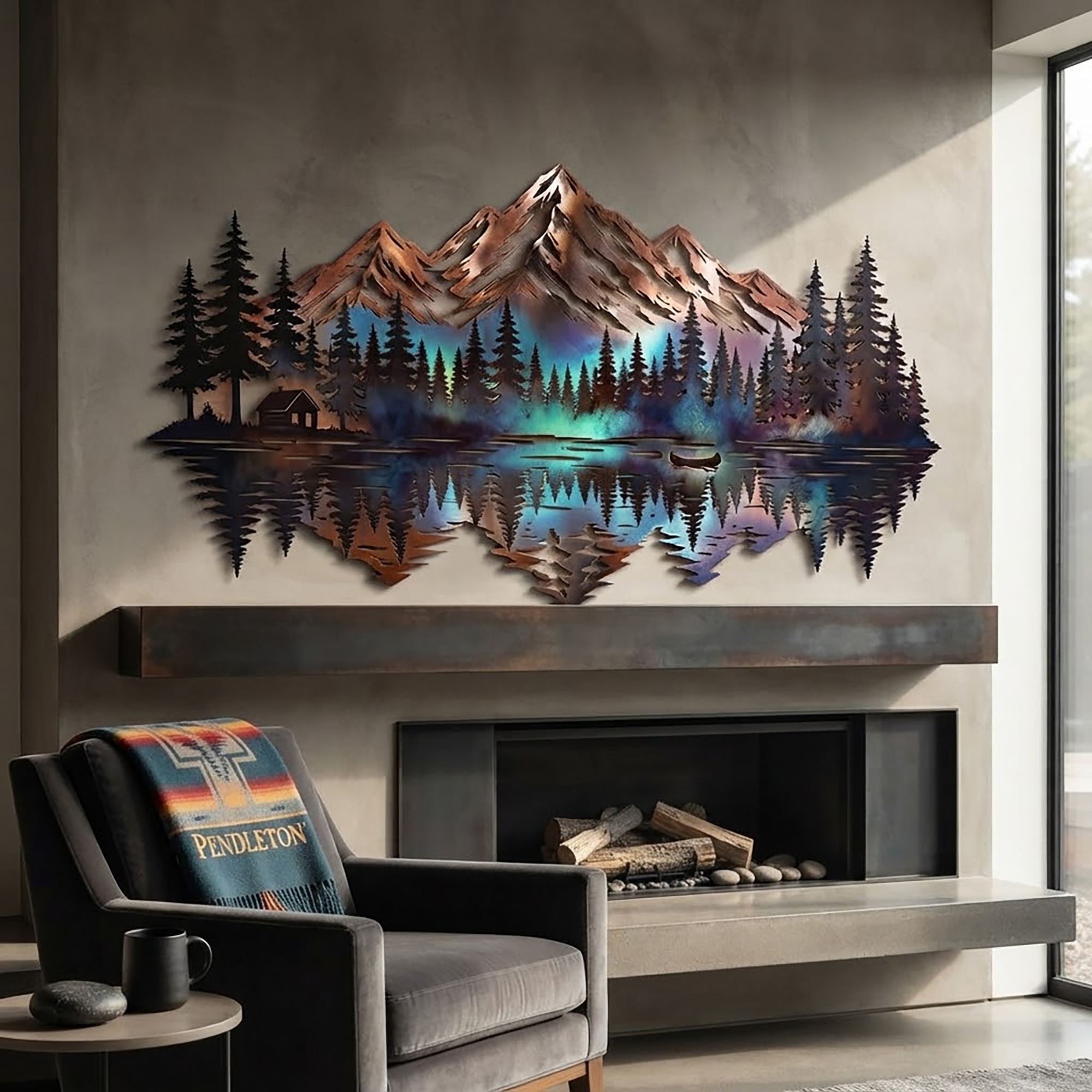 Mountain Waterfall Metal Wall Art - product view 3