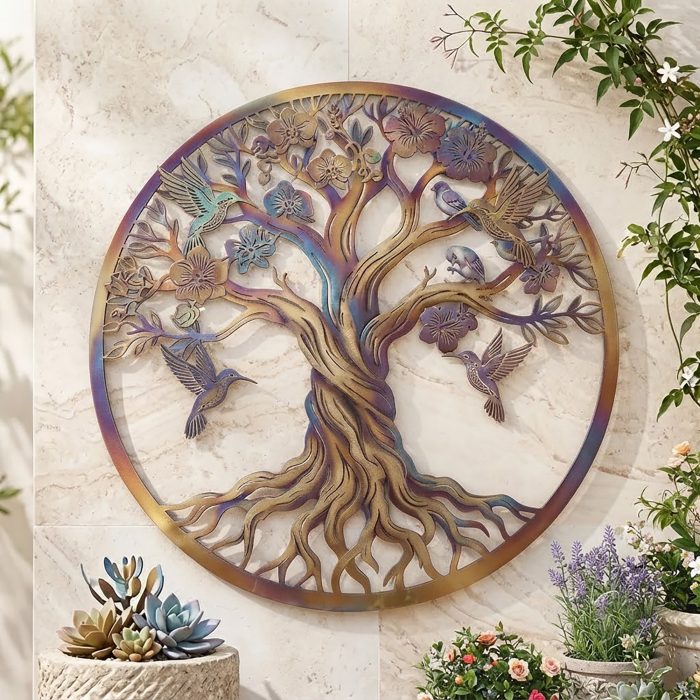 Hummingbird Tree of Life Metal Wall Art