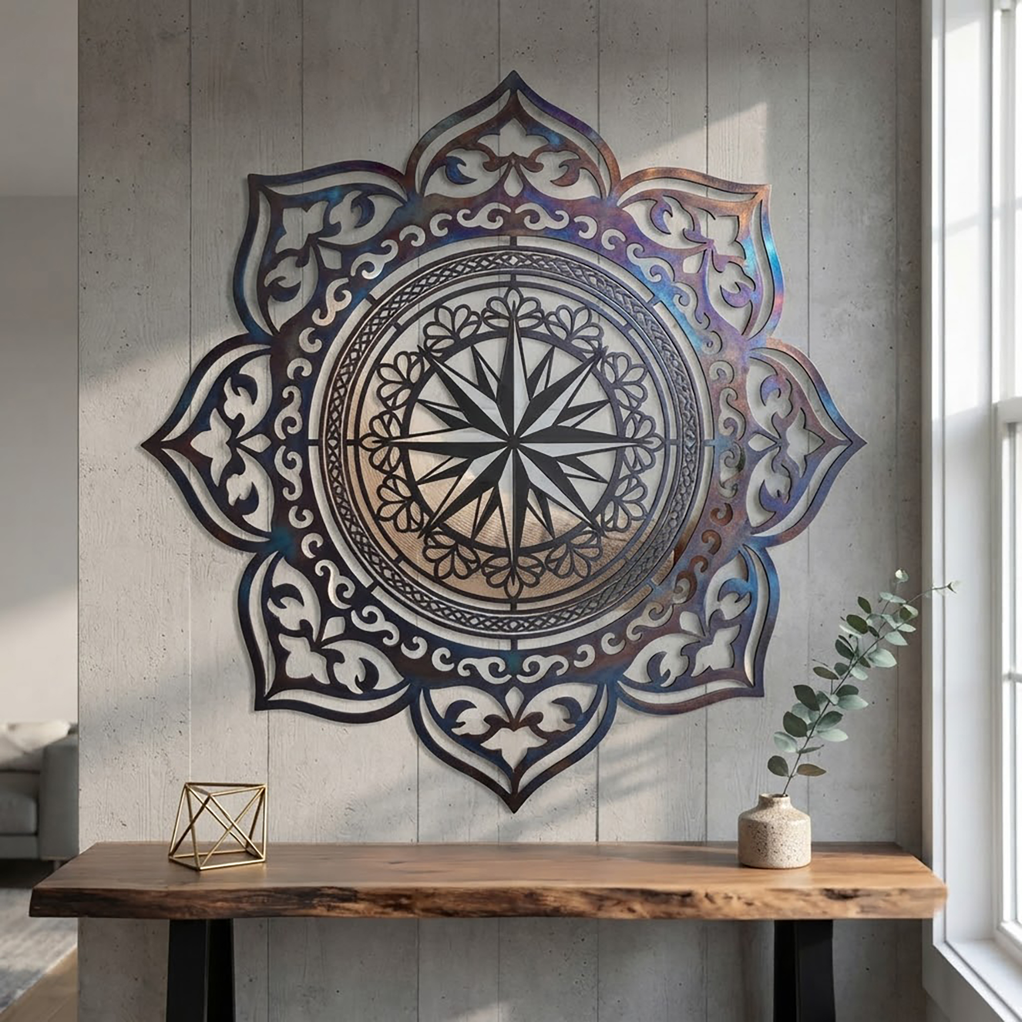 Mandala Compass Metal Wall Art - product view 2