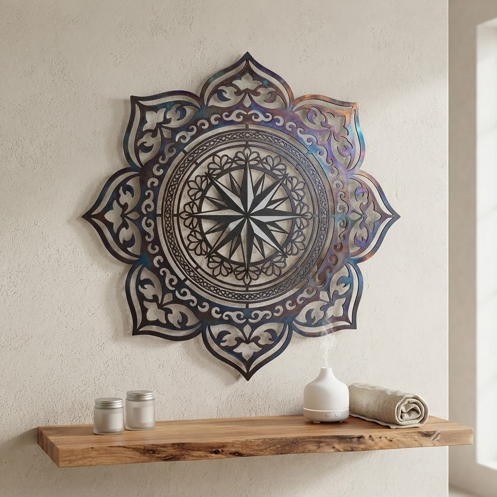 Mandala Compass Metal Wall Art - product view 3
