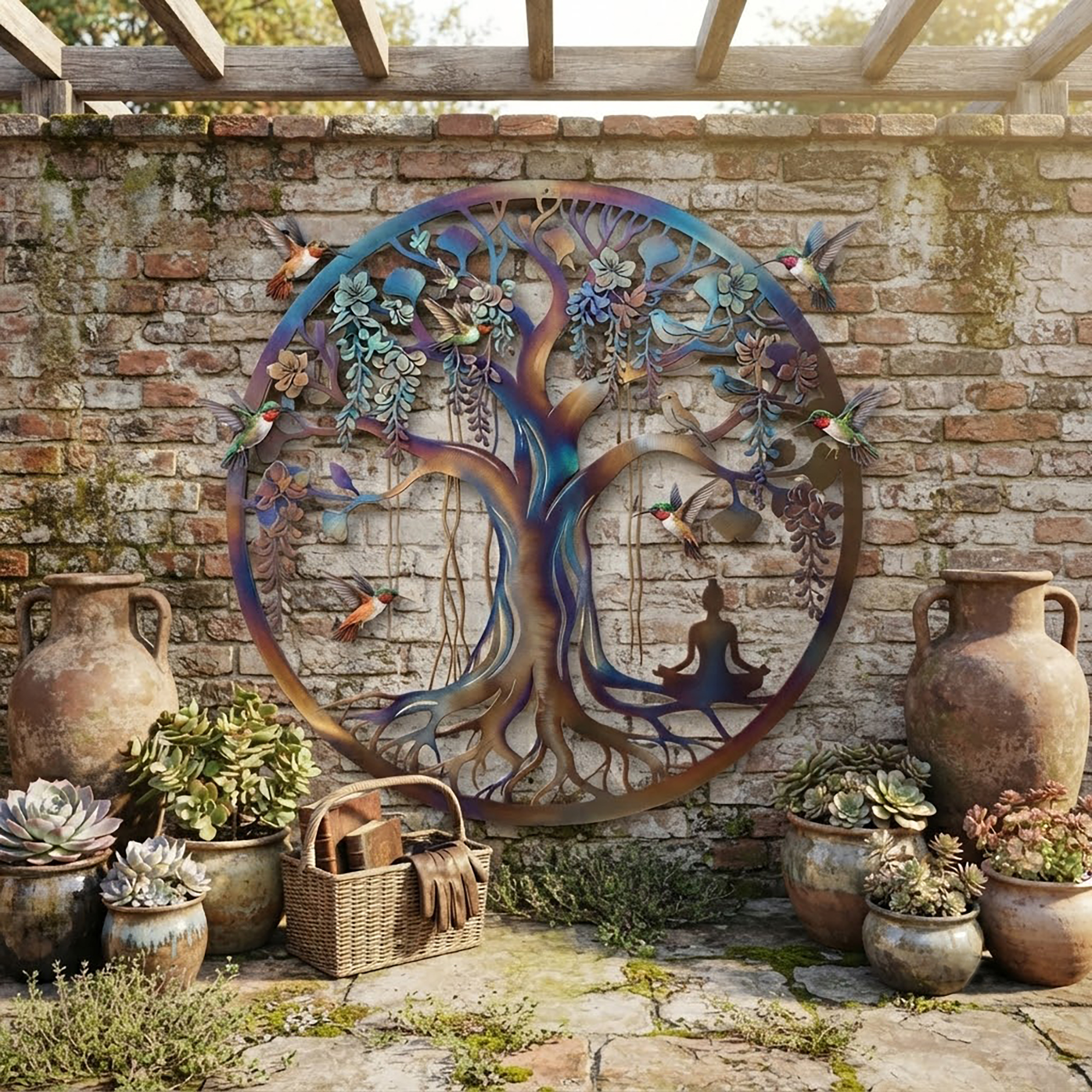 Tree of Life Hummingbird Metal Wall Art - product view 2