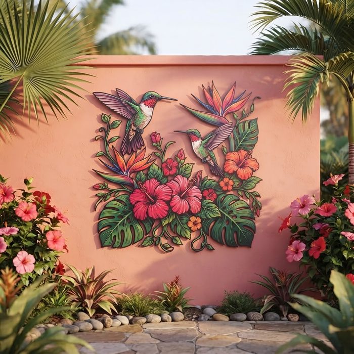 Tropical Hummingbird Metal Wall Art