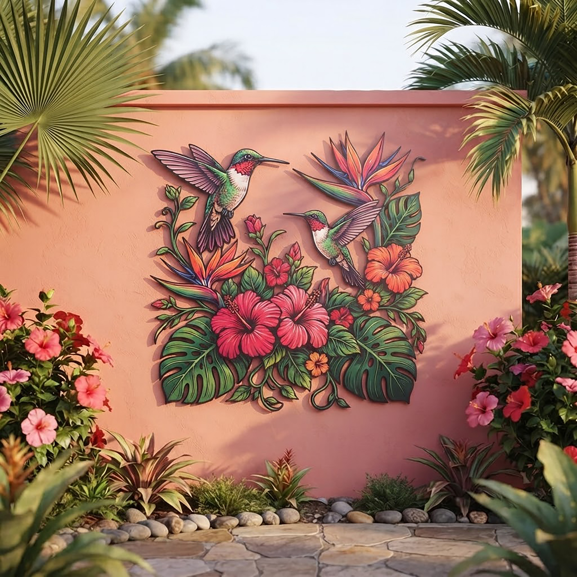 Tropical Hummingbird Metal Wall Art