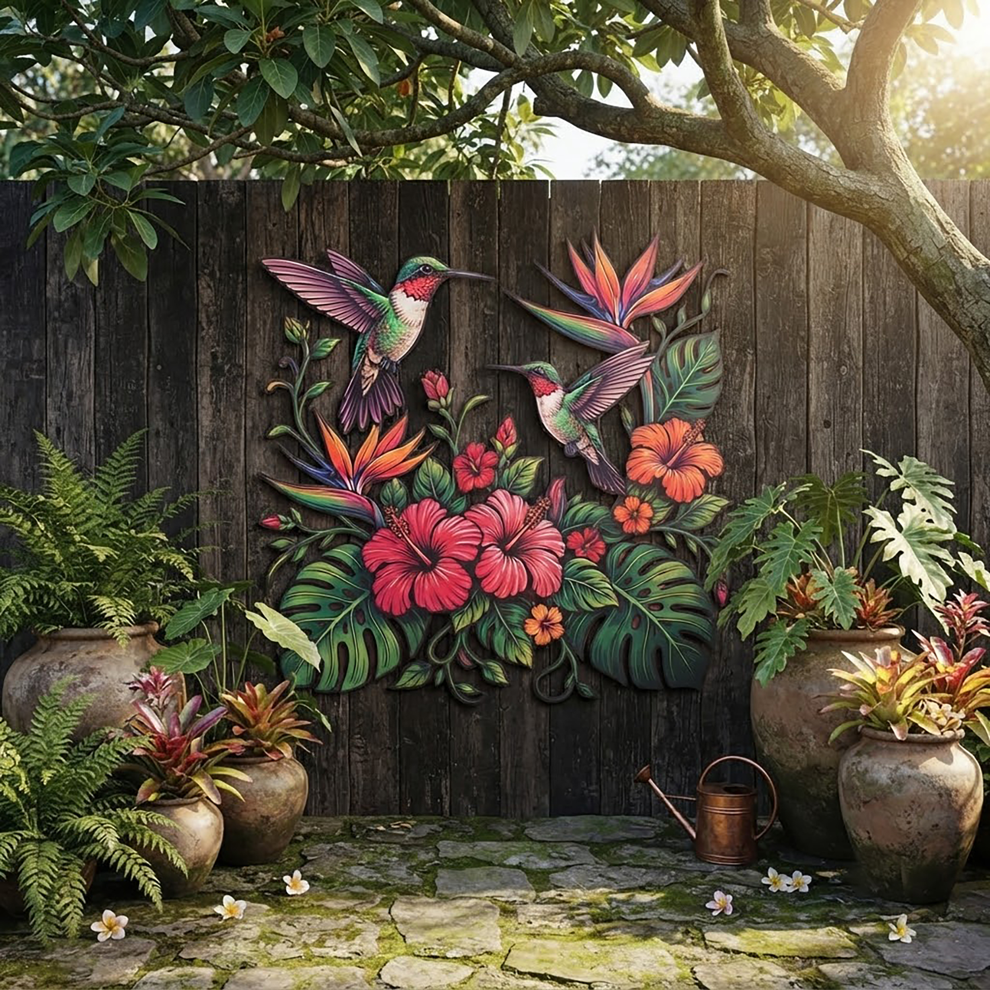 Tropical Hummingbird Metal Wall Art - product view 2