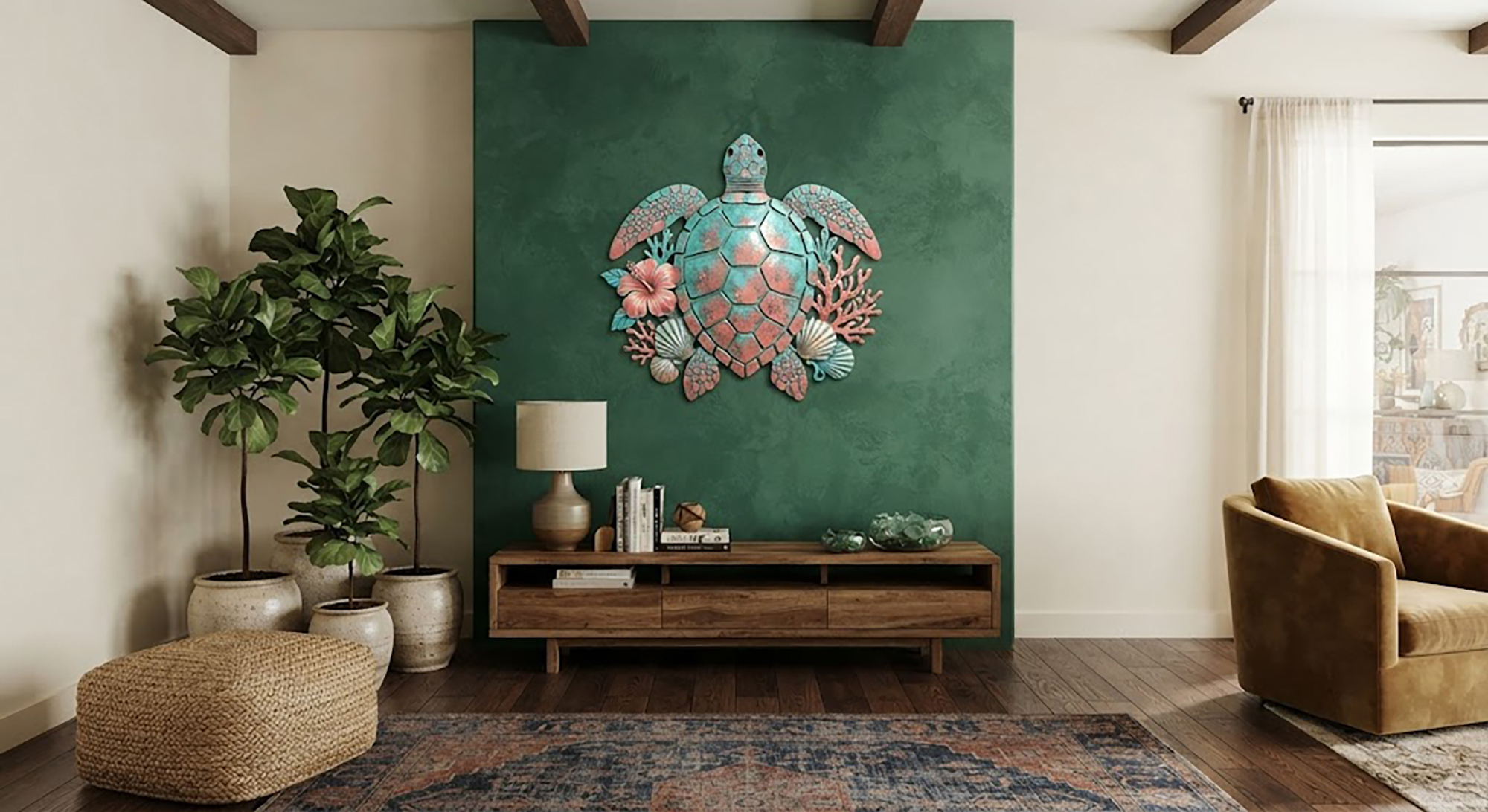 Sea Turtle Metal Wall Art - product view 2