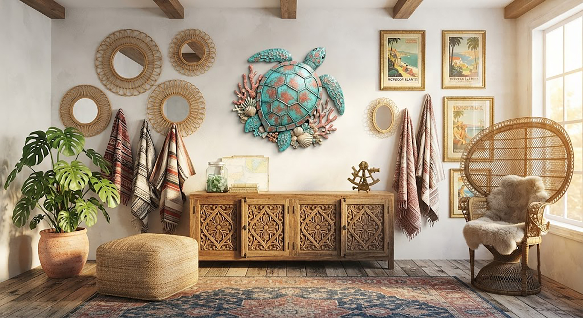 Sea Turtle Metal Wall Art - product view 3