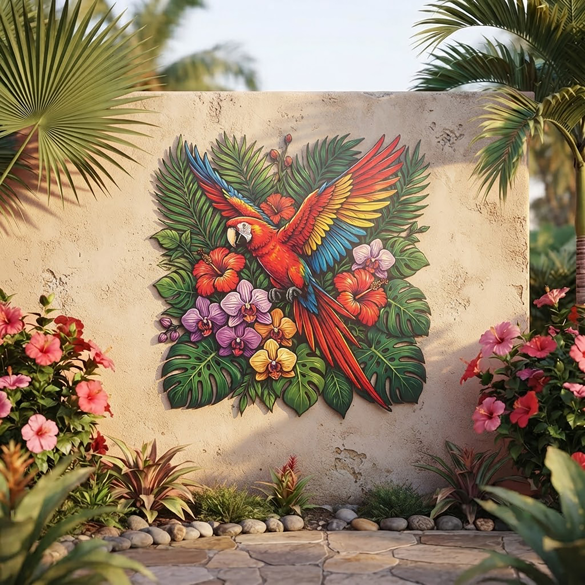 Scarlet Macaw Metal Wall Art