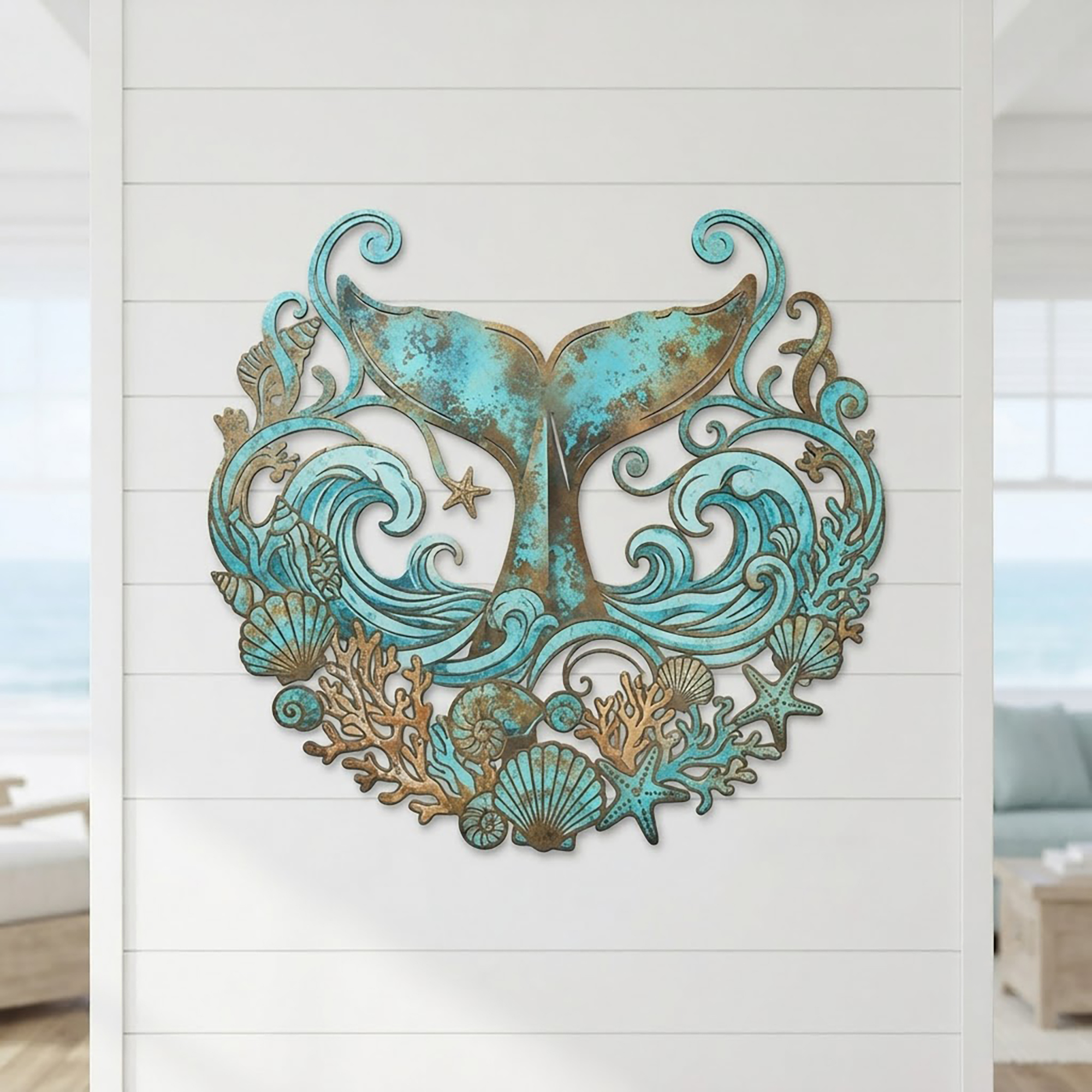 Whale Tail Metal Wall Art