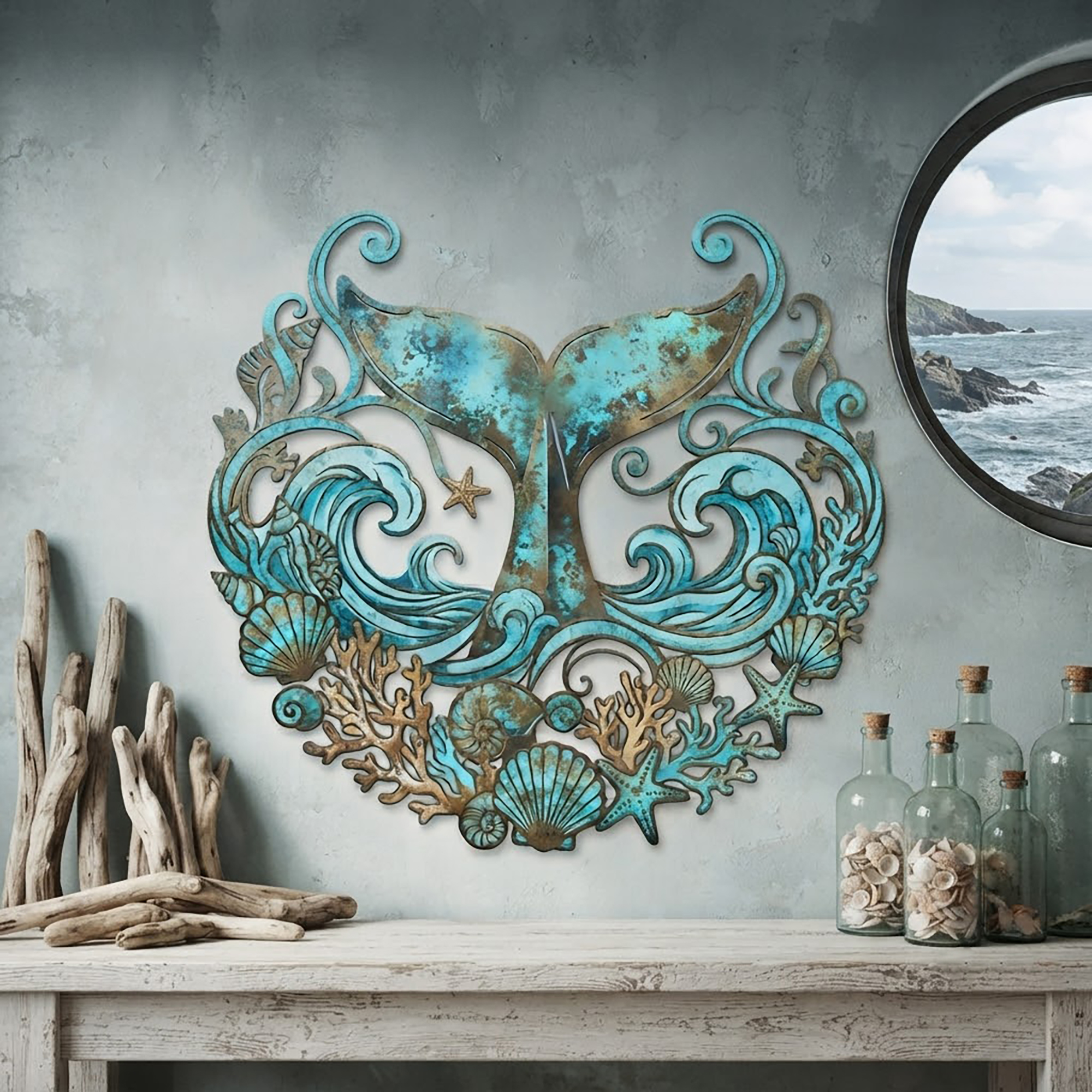Whale Tail Metal Wall Art - product view 2