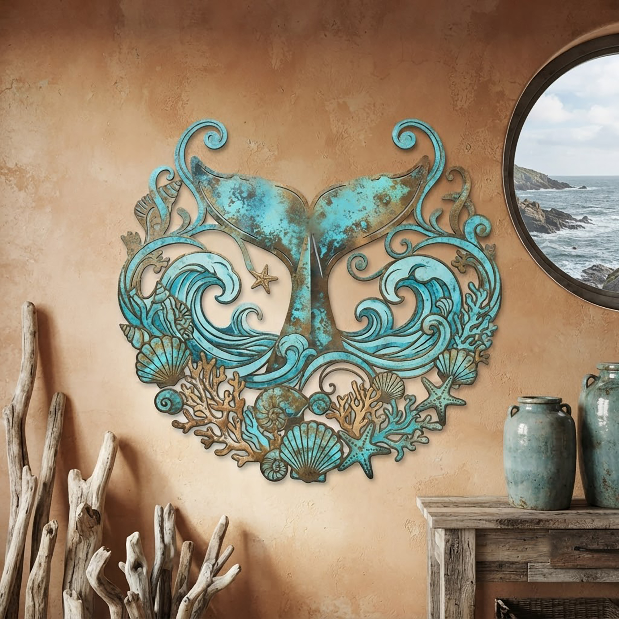 Whale Tail Metal Wall Art - product view 3